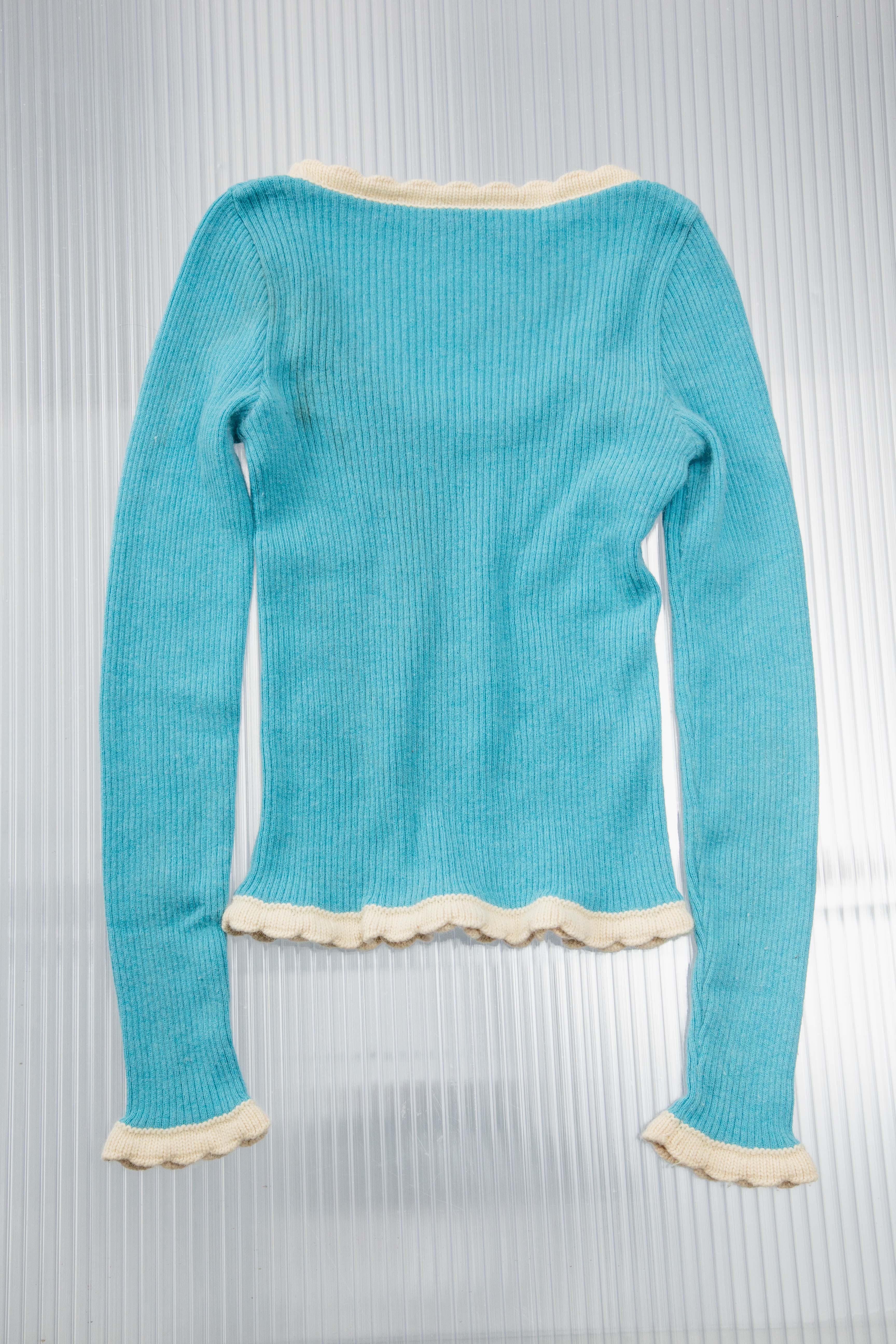 BLUEISH WOOL RIBBED SWEATER
