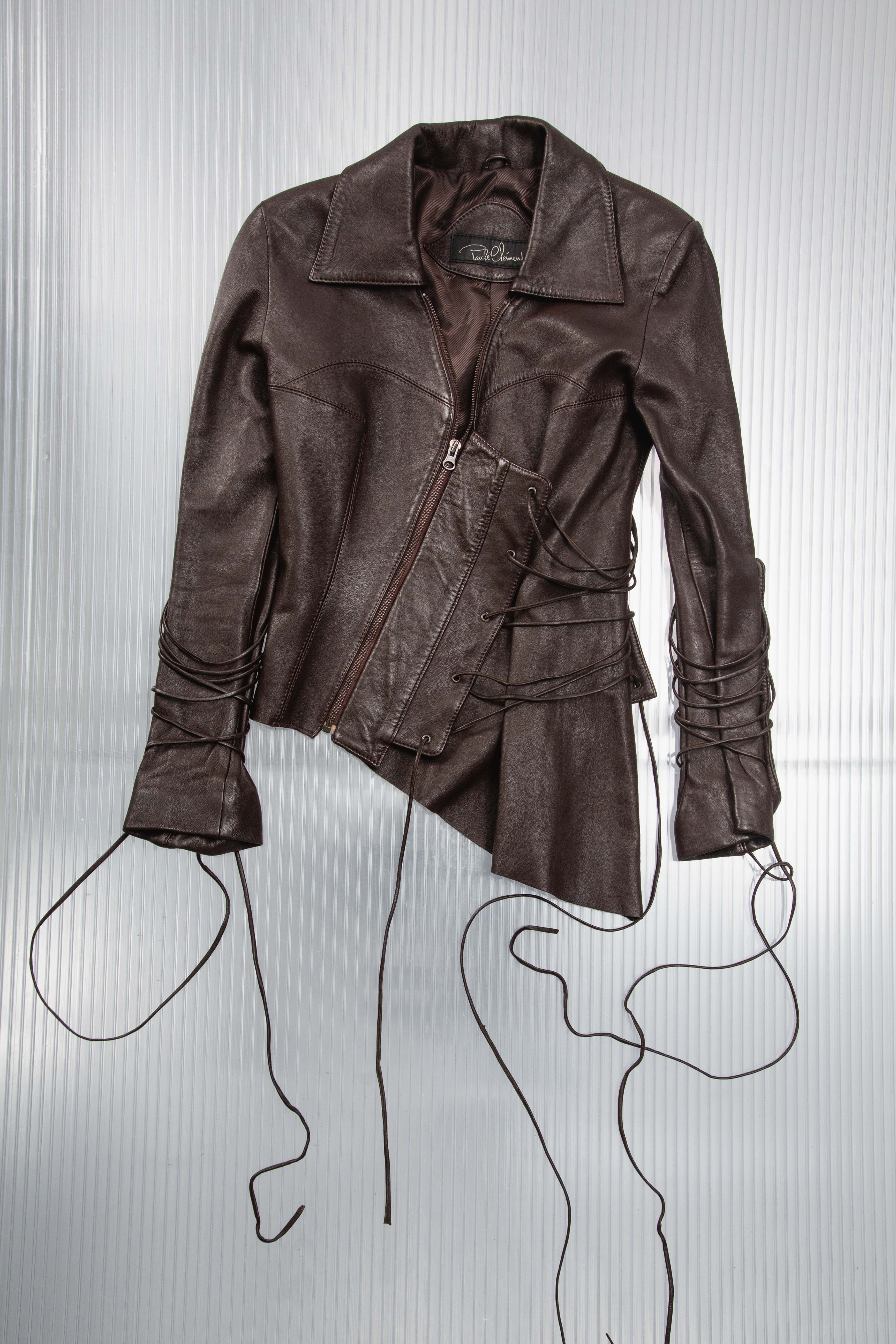 LACED UP STRUCTURED LEATHER JACKET