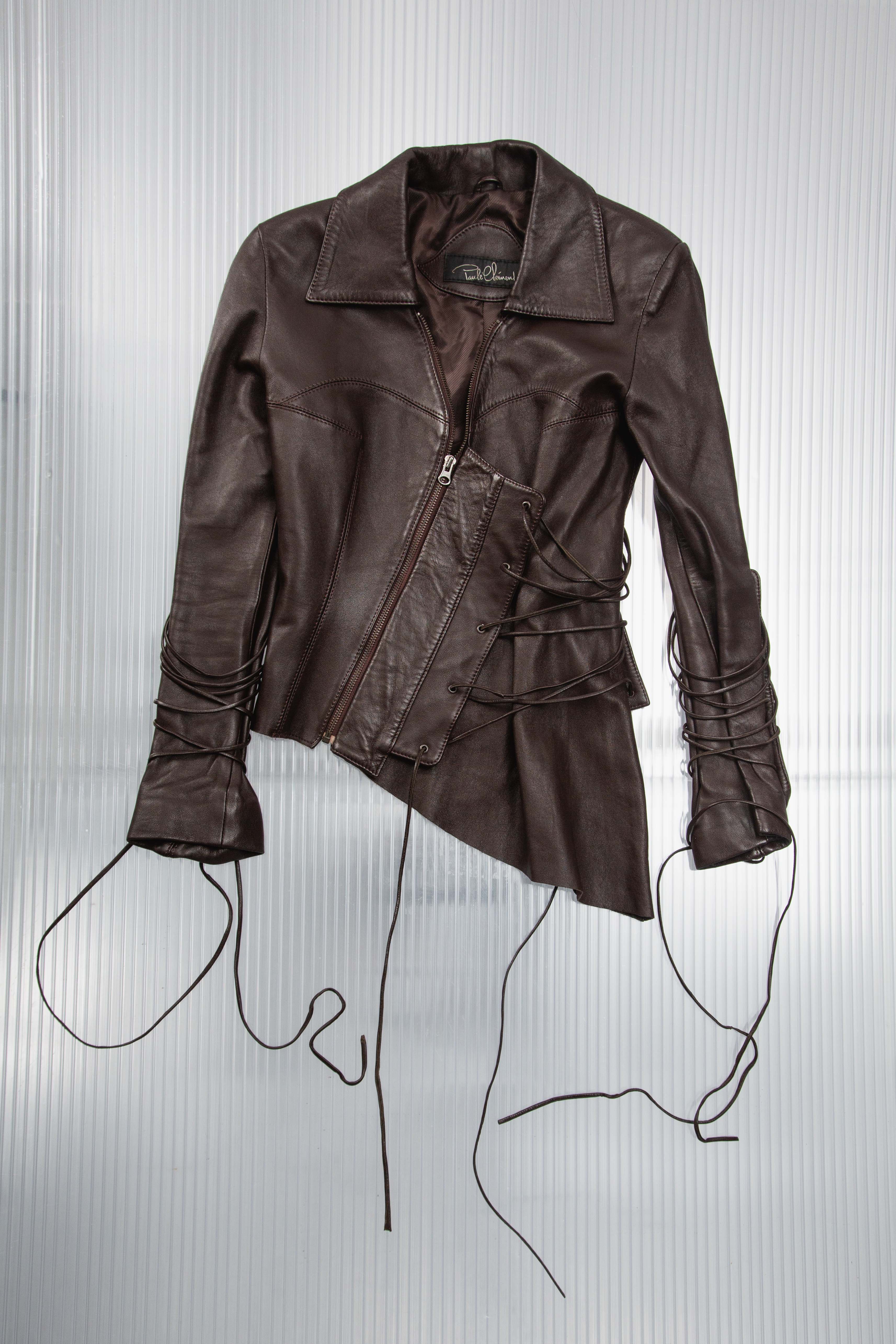 LACED UP STRUCTURED LEATHER JACKET