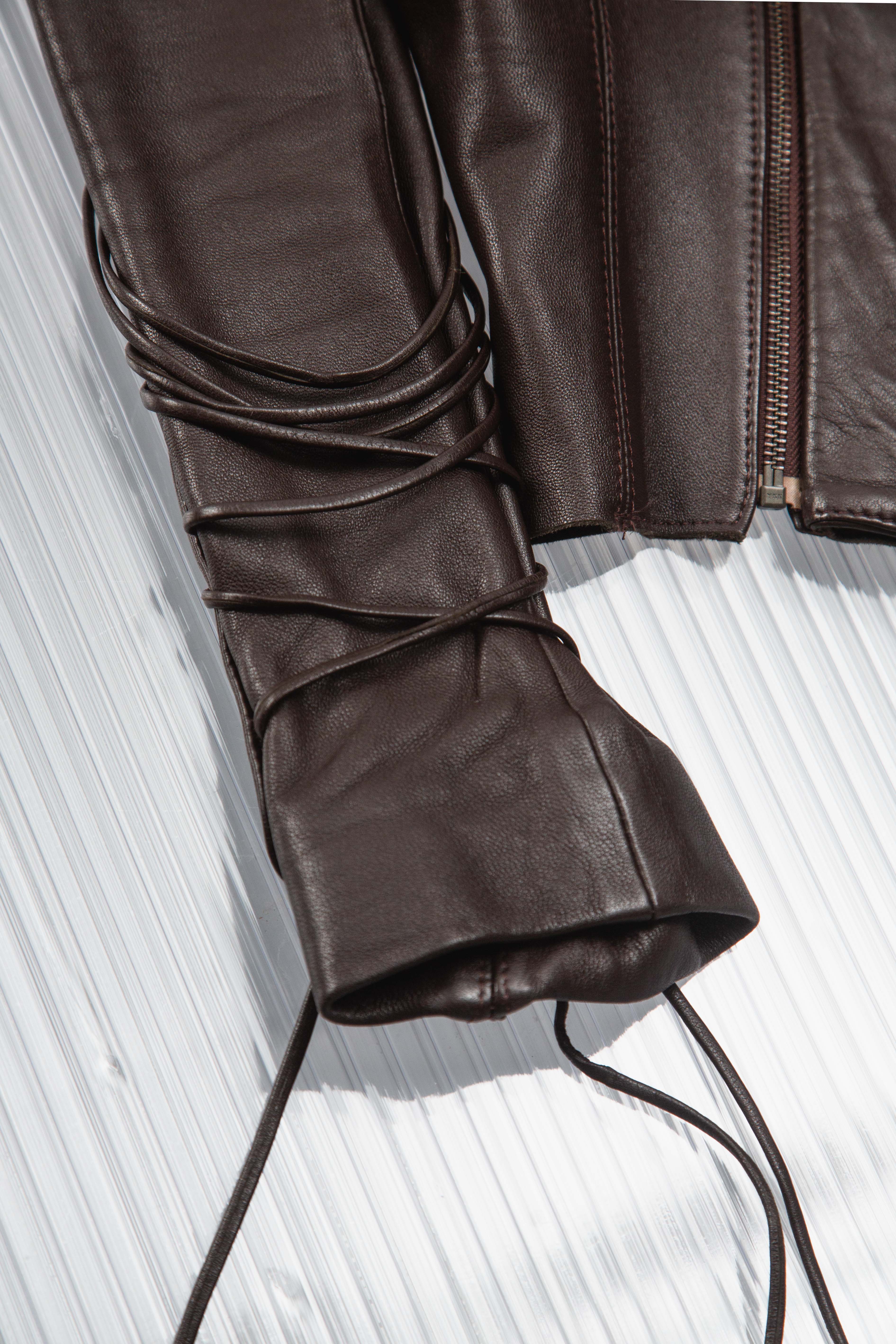 LACED UP STRUCTURED LEATHER JACKET