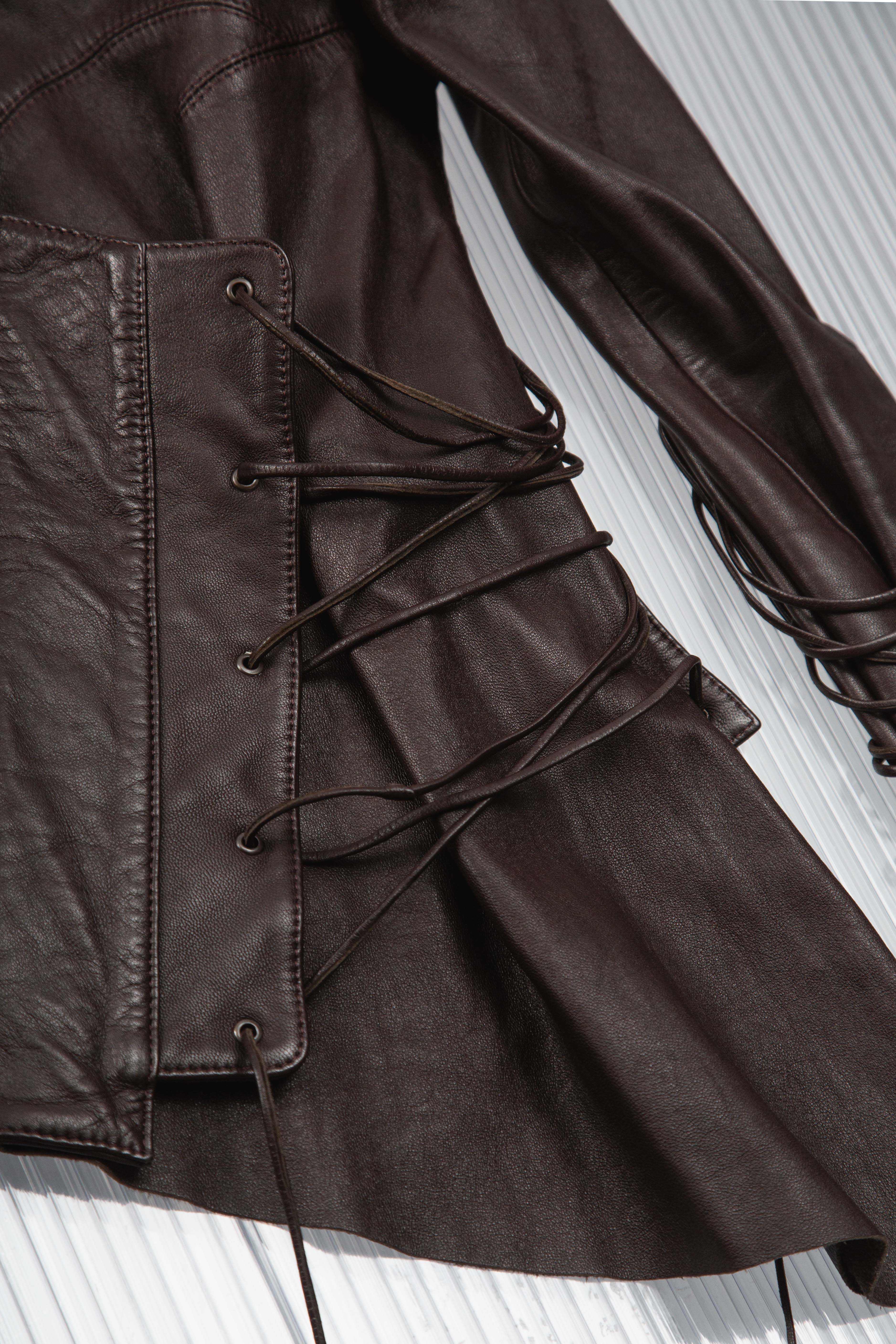 LACED UP STRUCTURED LEATHER JACKET