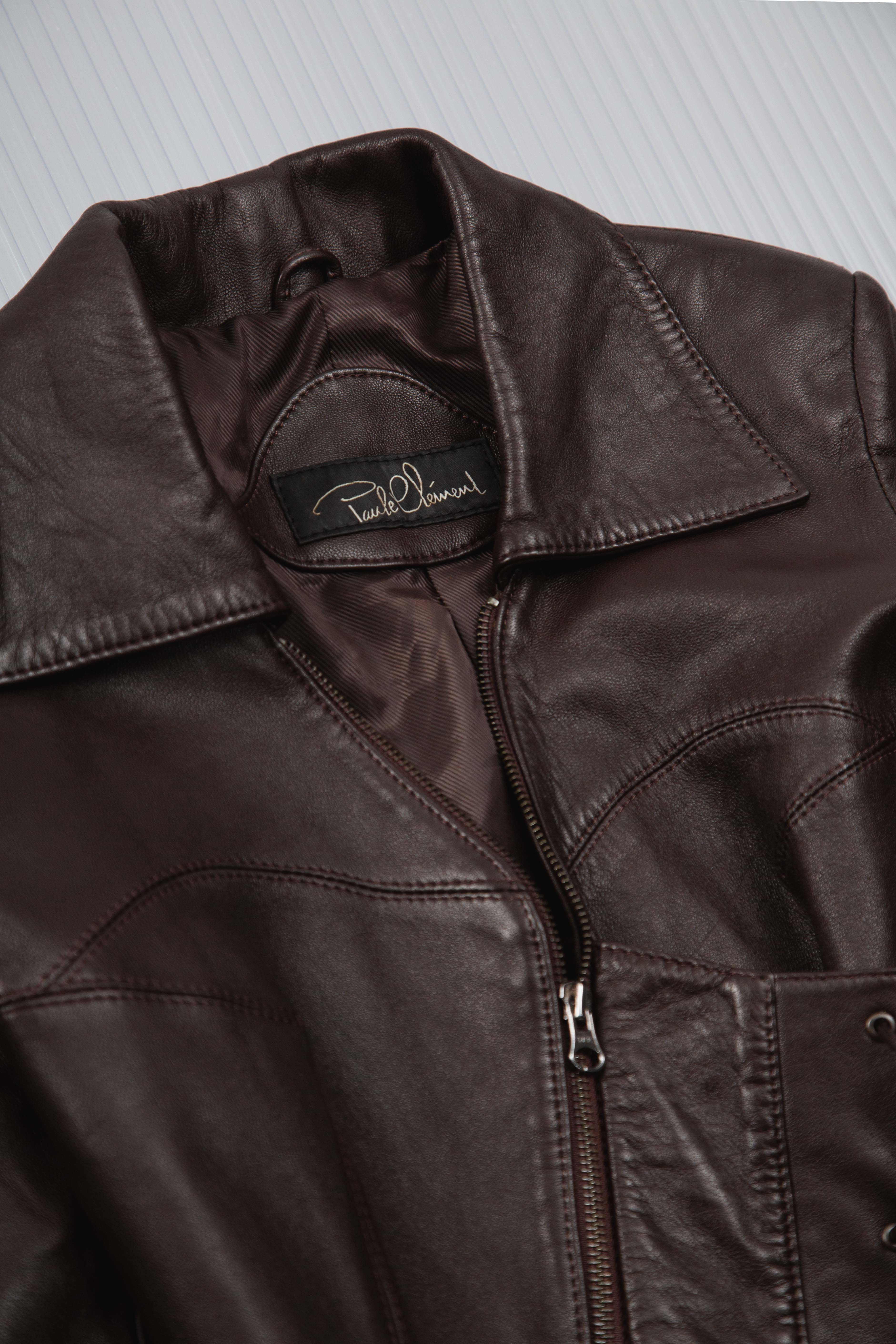 LACED UP STRUCTURED LEATHER JACKET