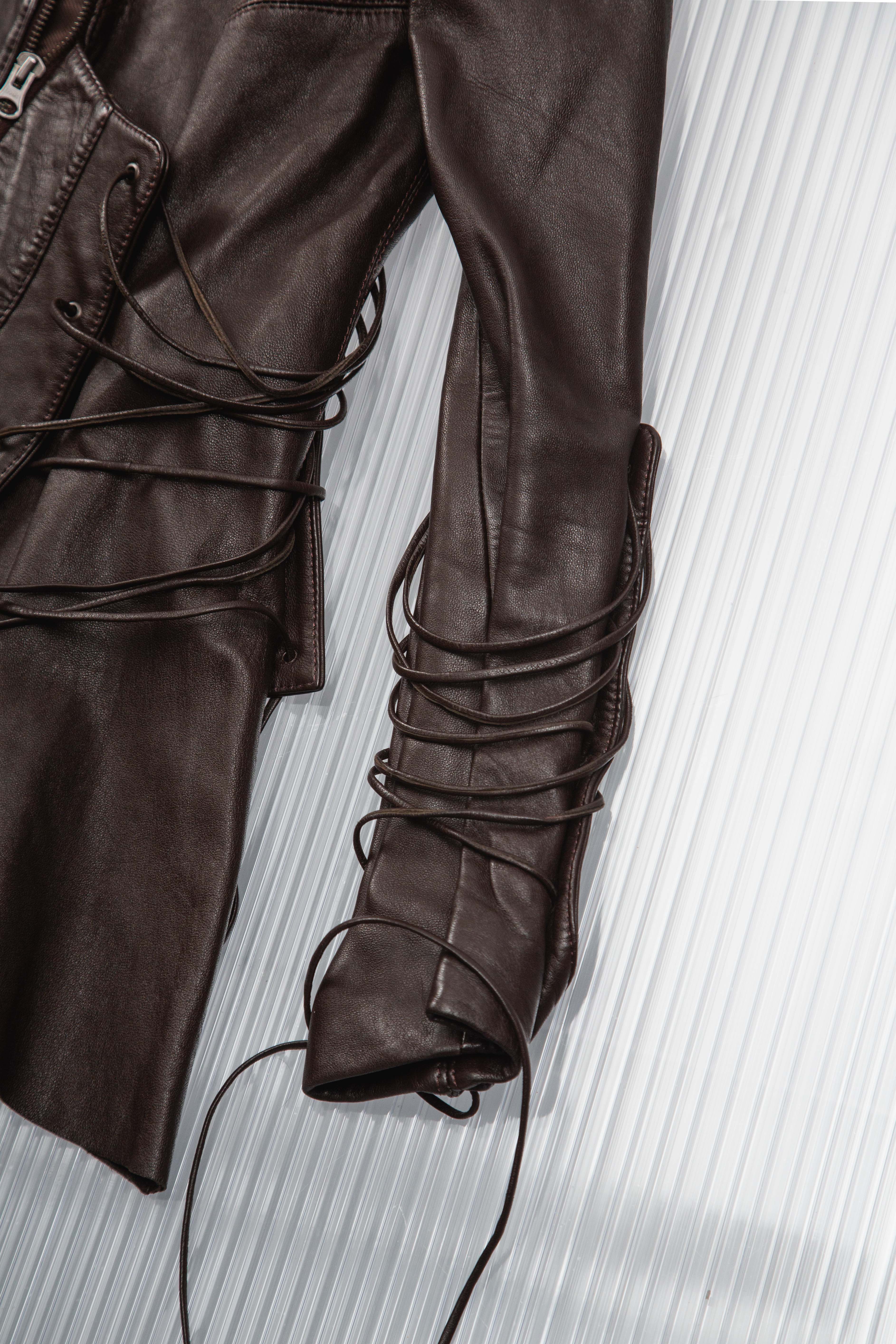 LACED UP STRUCTURED LEATHER JACKET