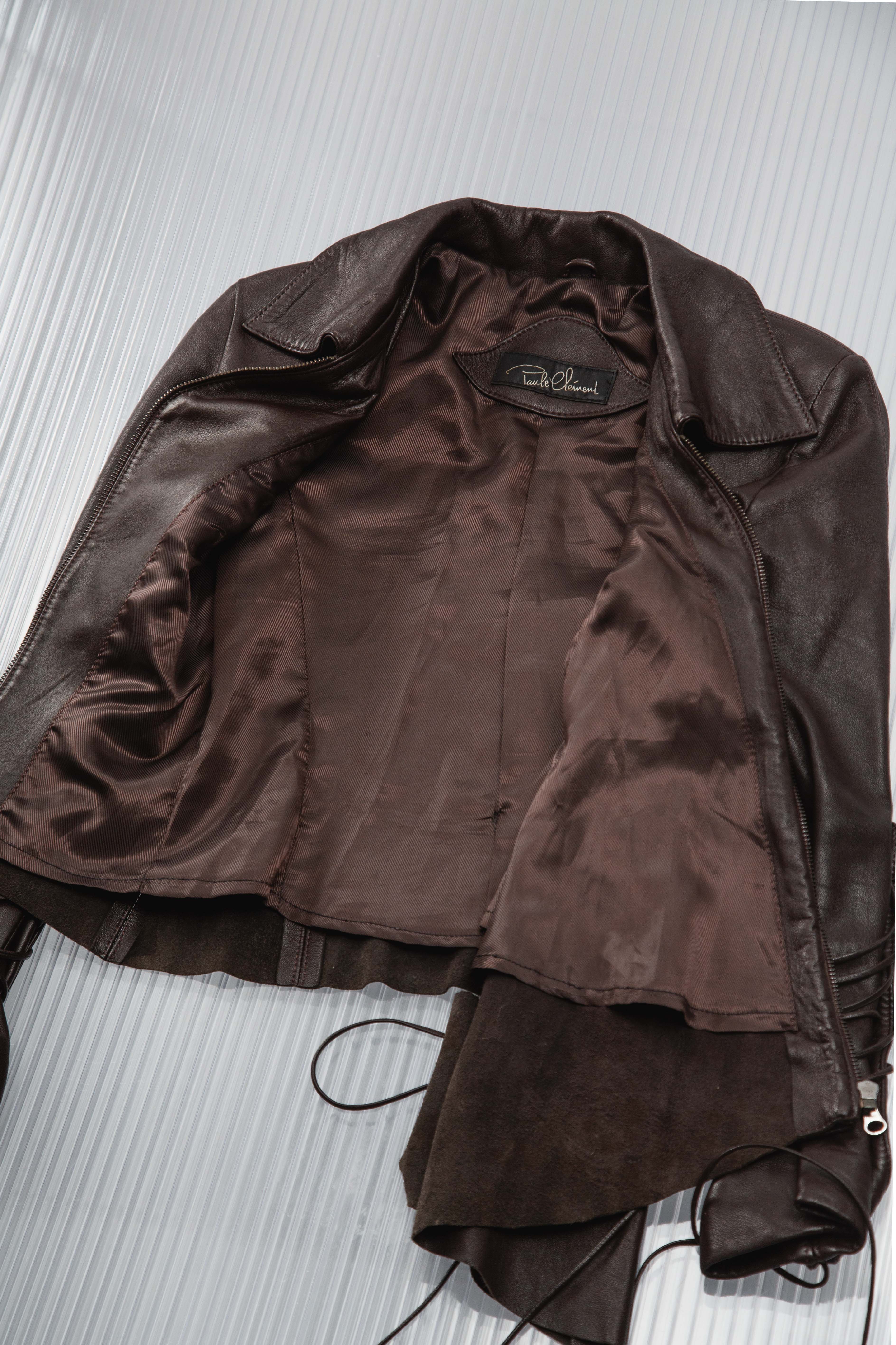 LACED UP STRUCTURED LEATHER JACKET