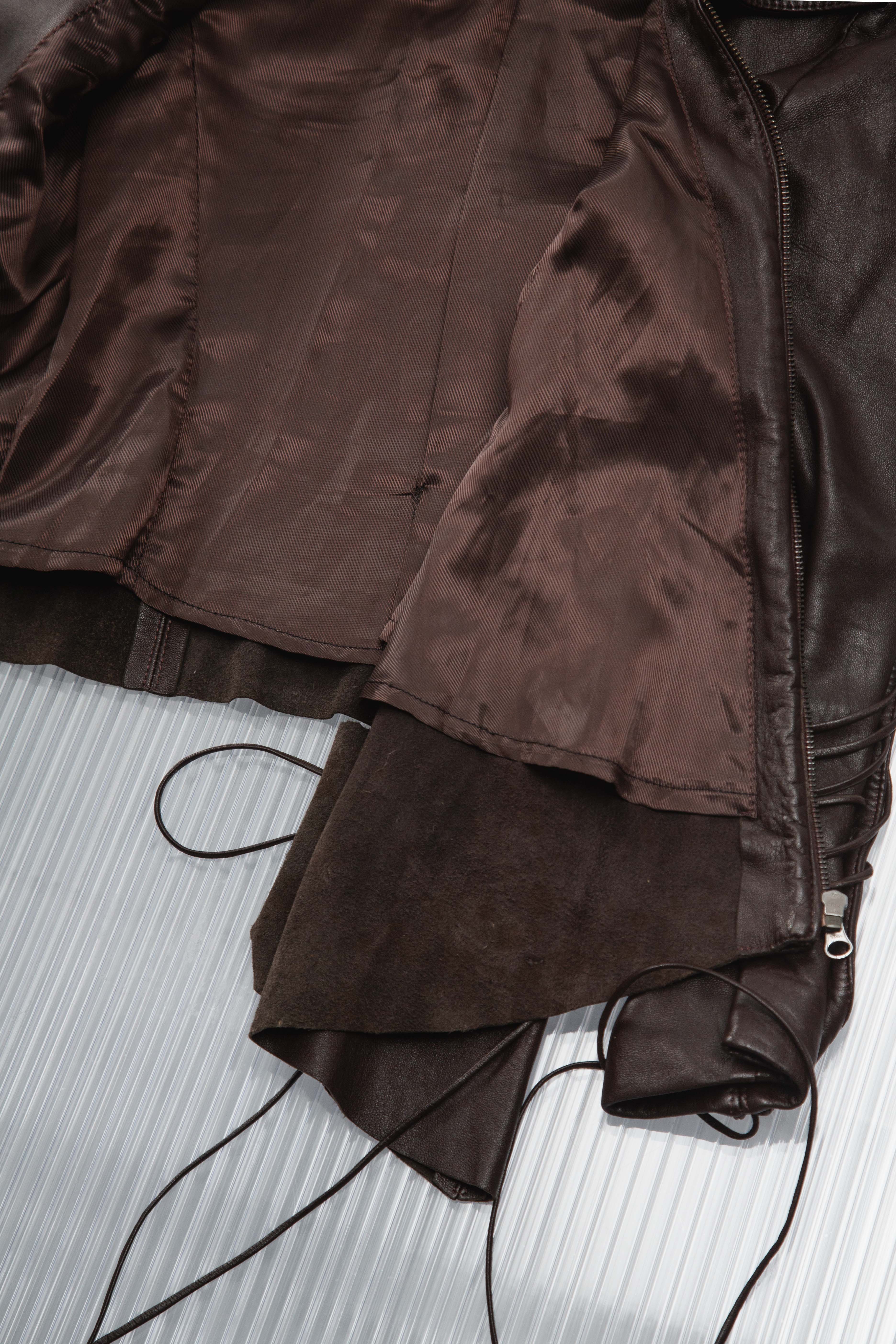 LACED UP STRUCTURED LEATHER JACKET