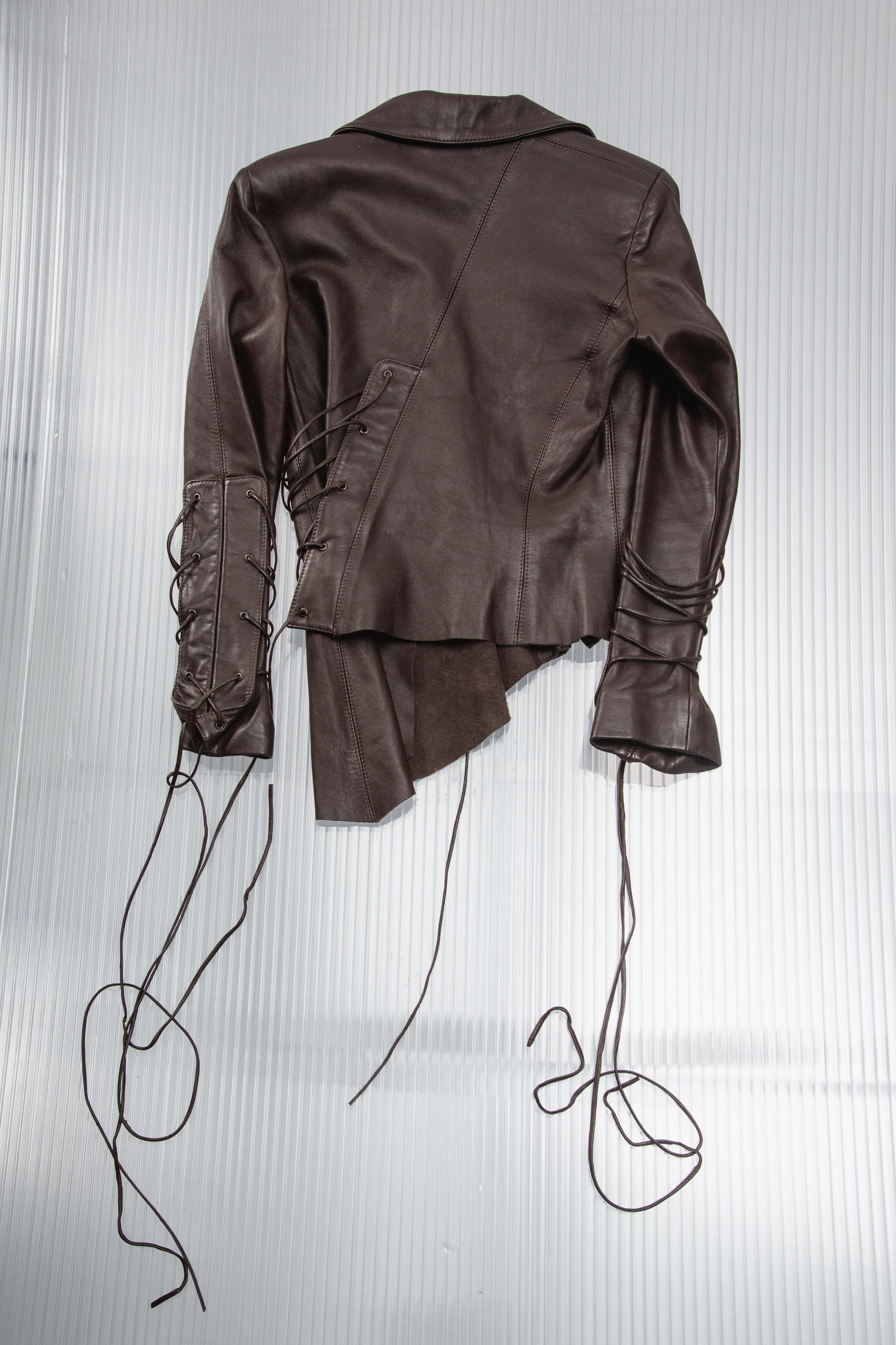 LACED UP STRUCTURED LEATHER JACKET