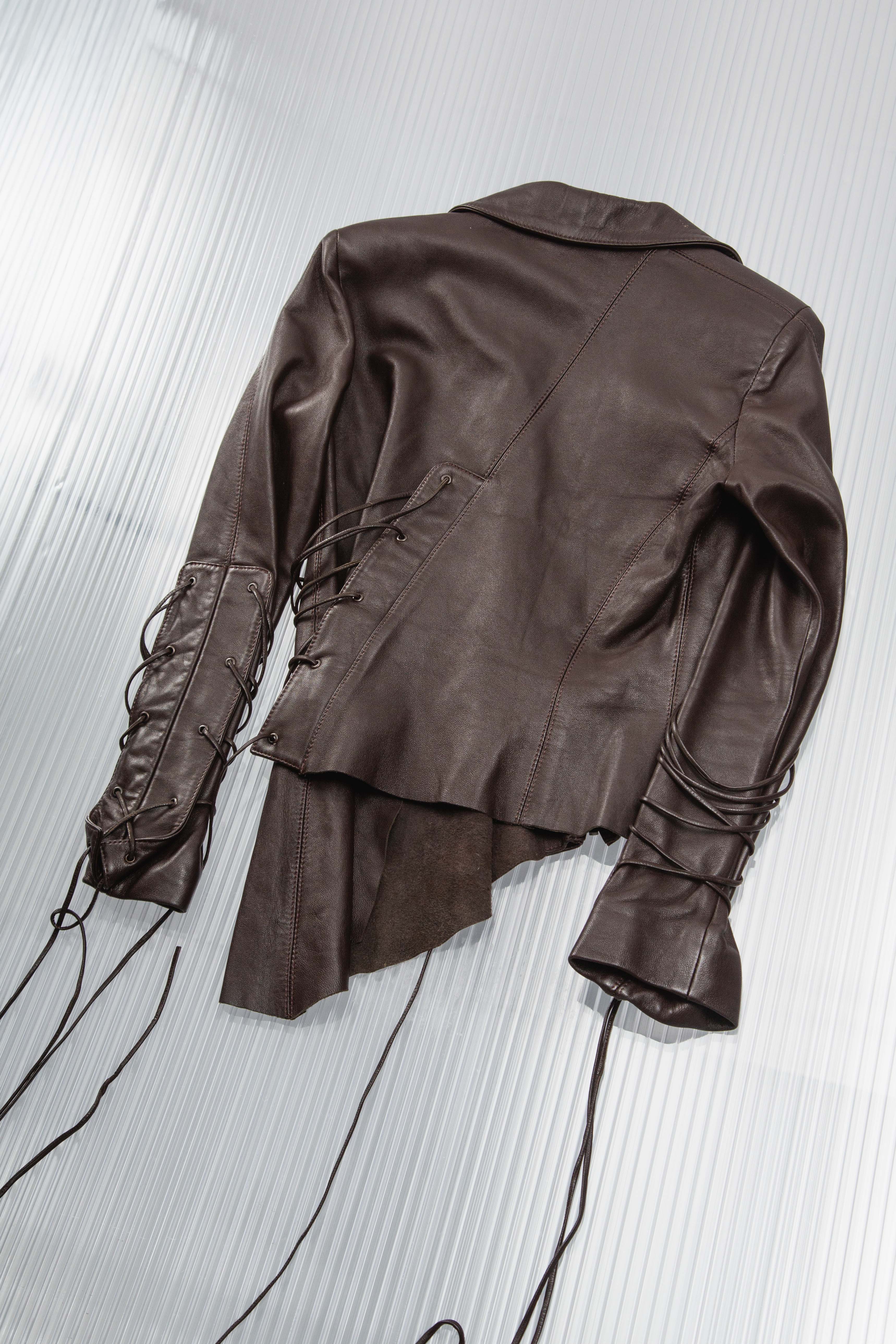 LACED UP STRUCTURED LEATHER JACKET