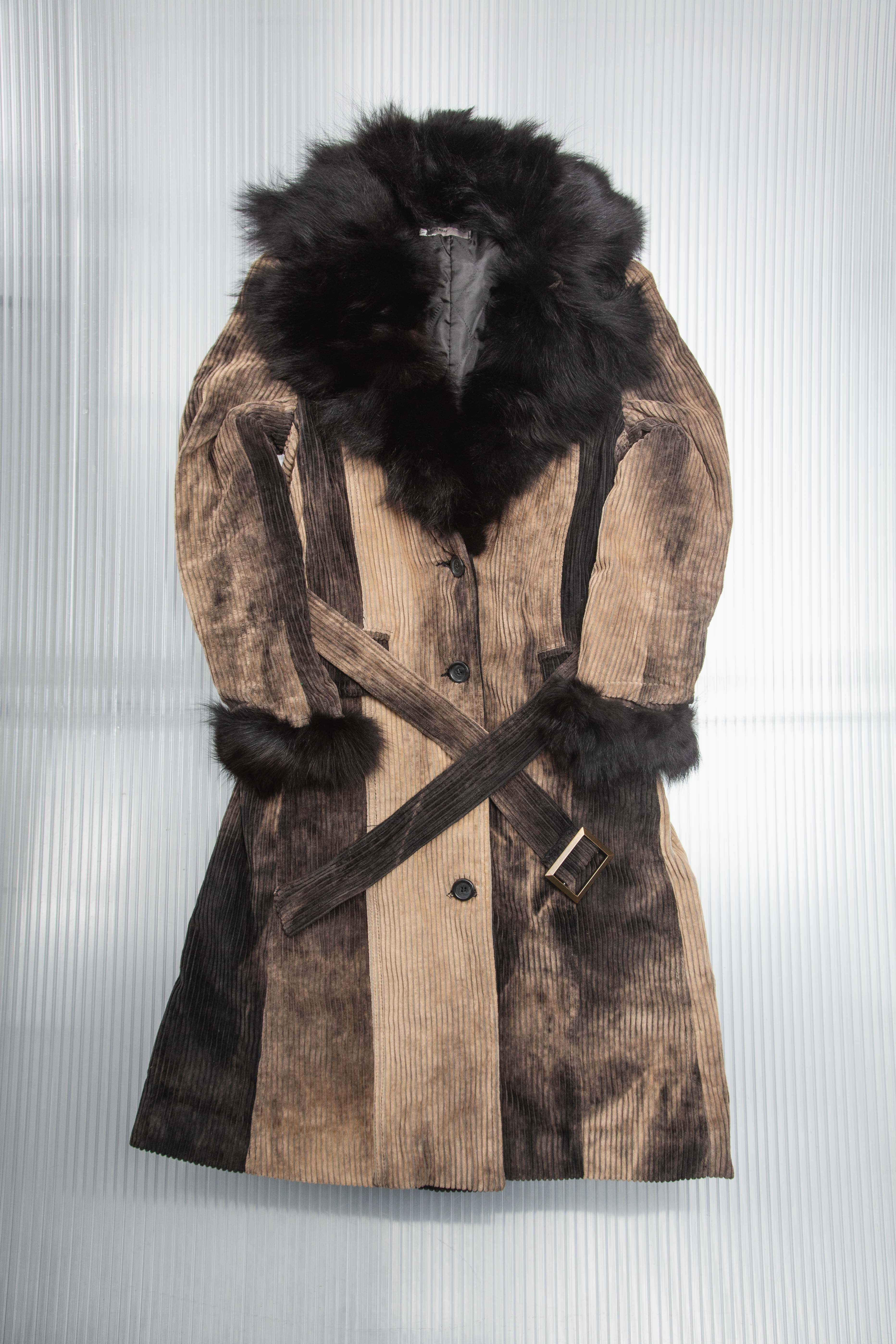 DYED CORDUROY TRENCH FUR JACKET