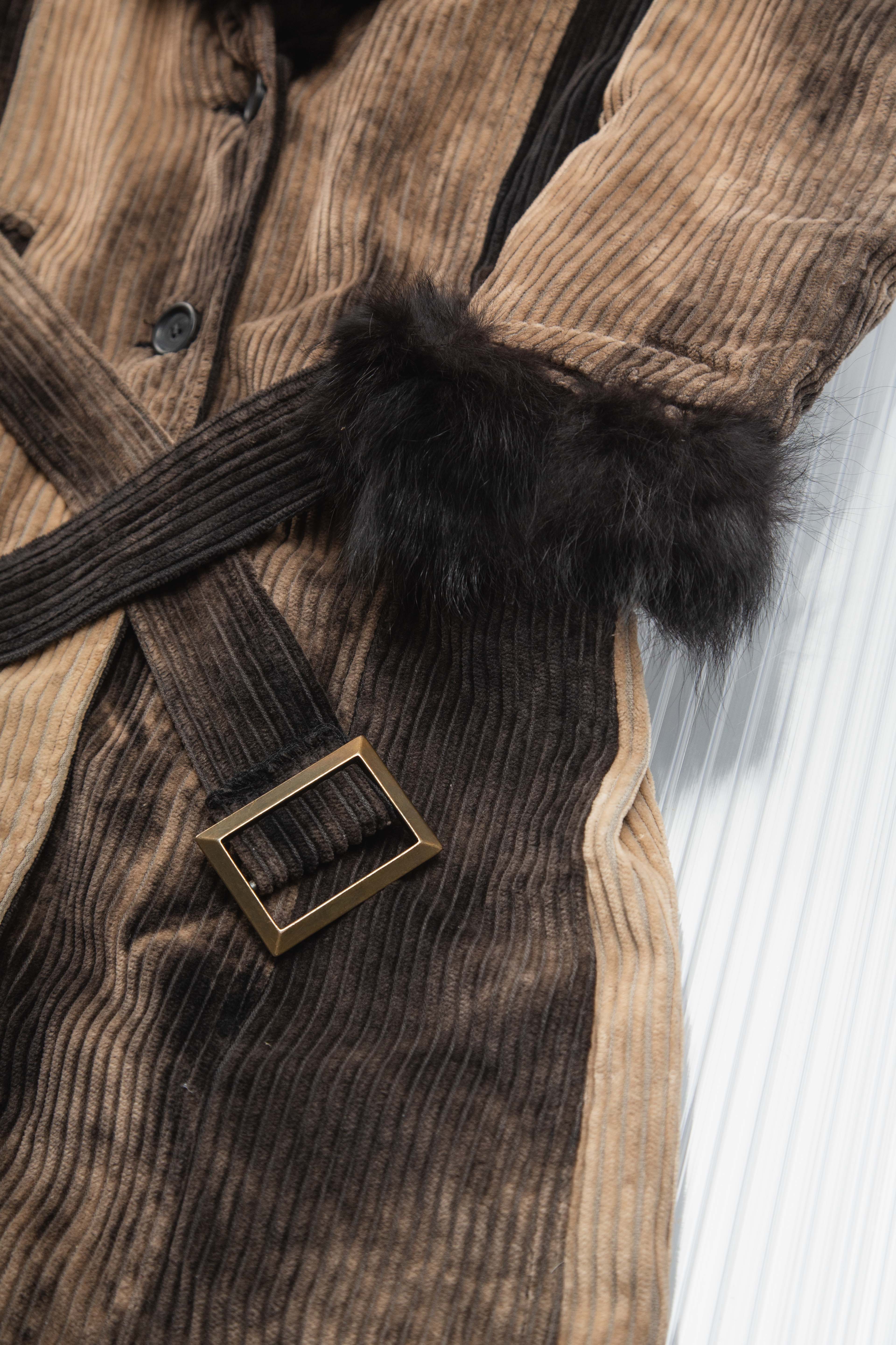 DYED CORDUROY TRENCH FUR JACKET