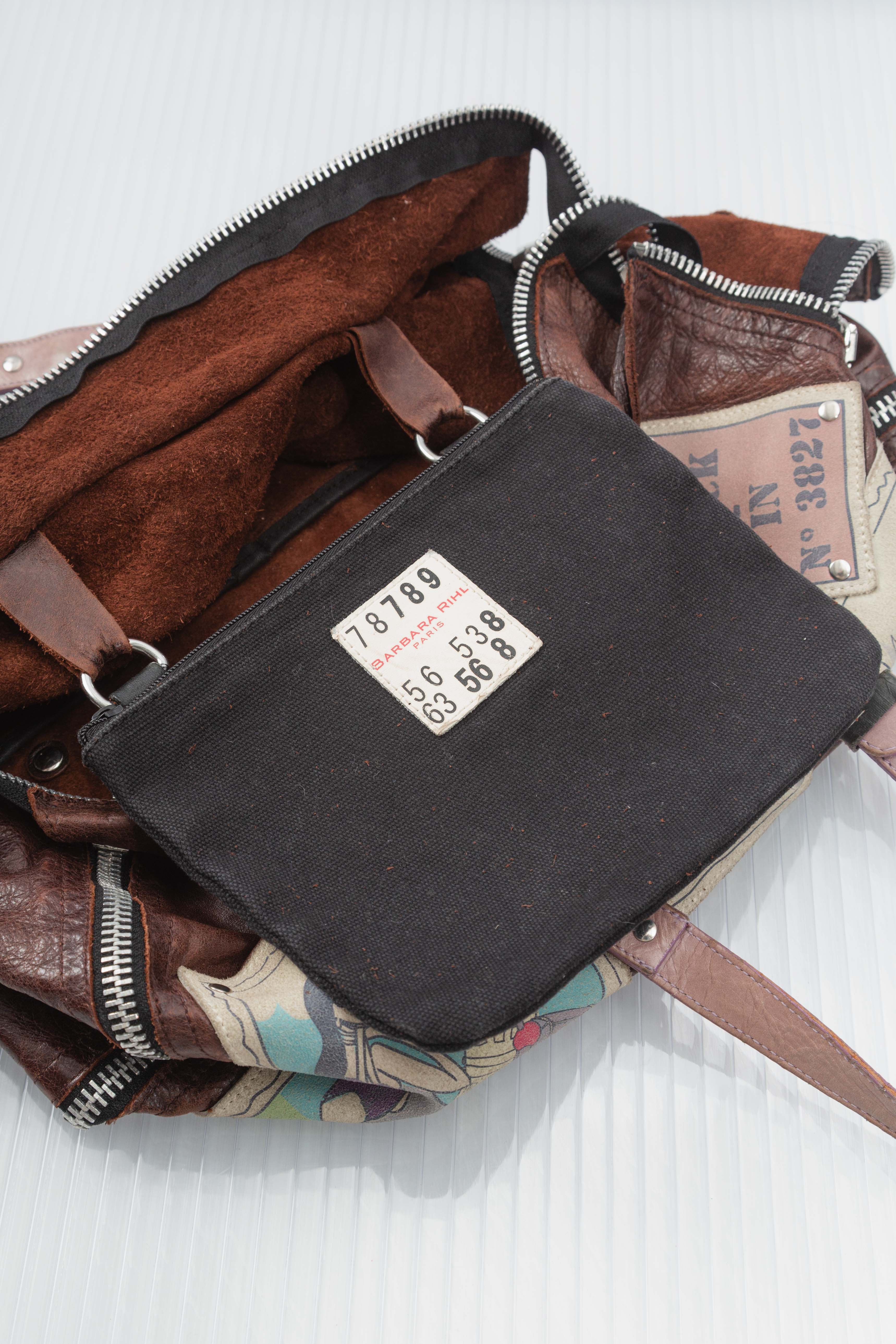 POSTCARDS ZIPPED LEATHER BAG