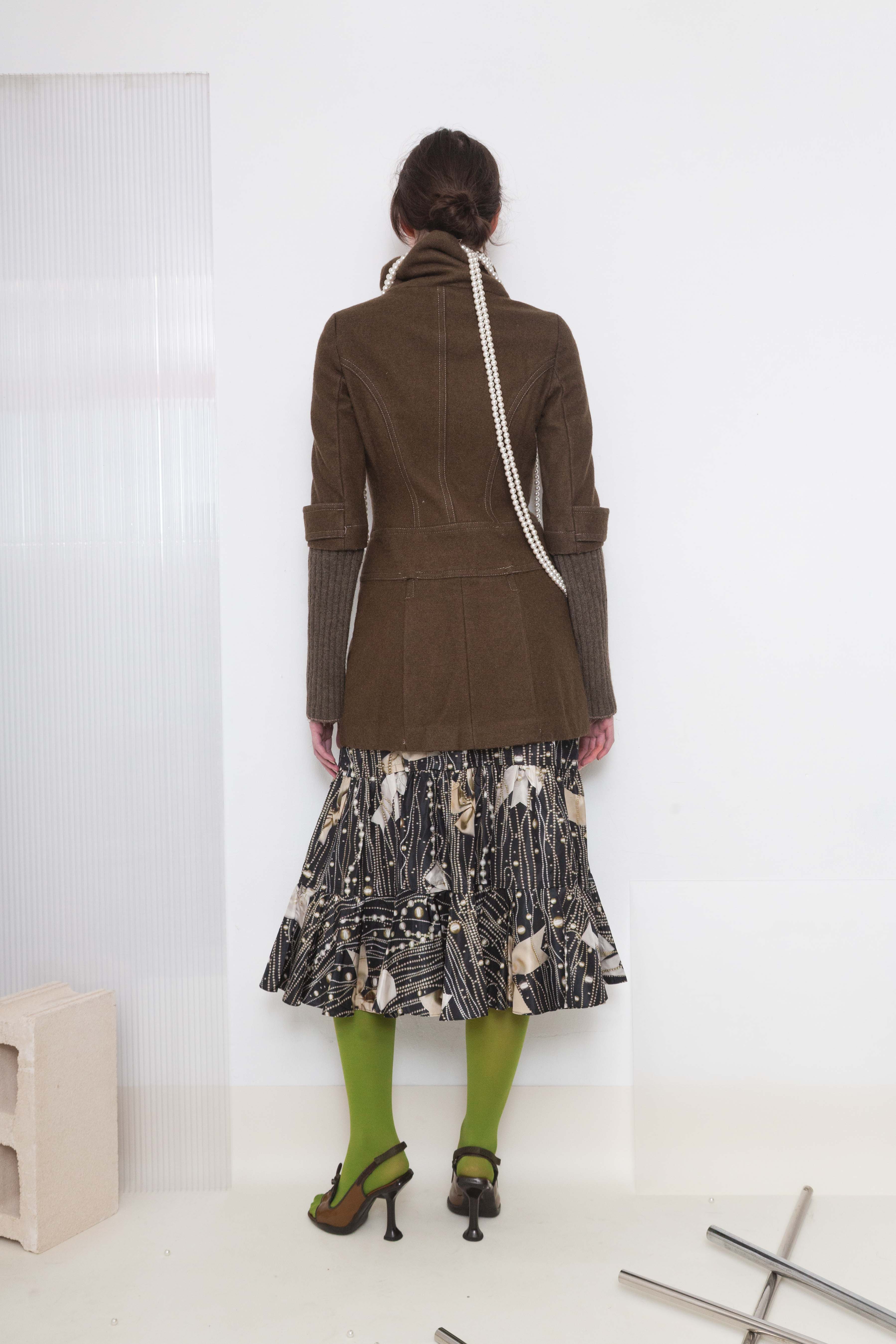MOSCHINO SILKY BOWS & PEARLS MIDI SKIRT