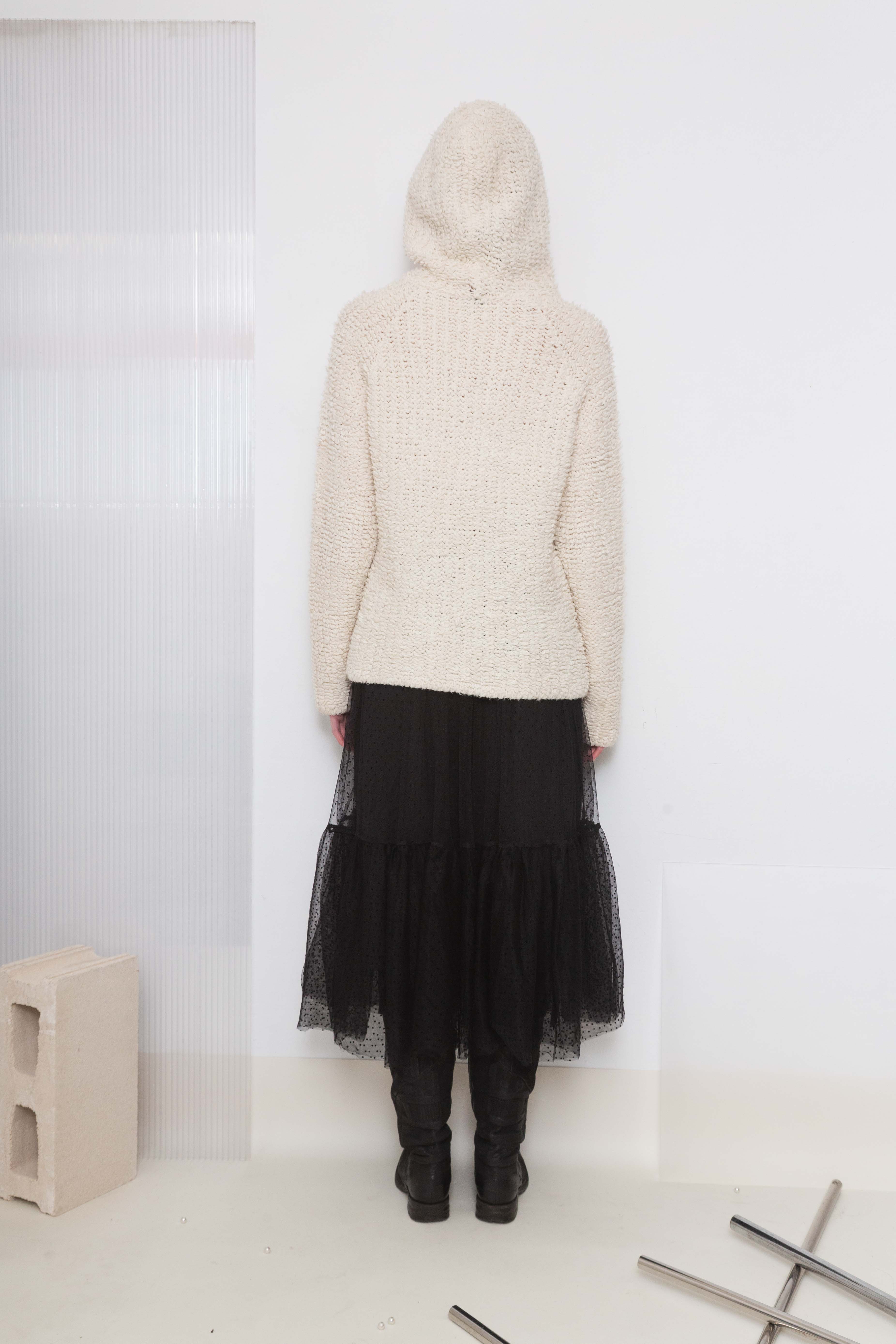 WOOL FUZZY HOODED SWEATER