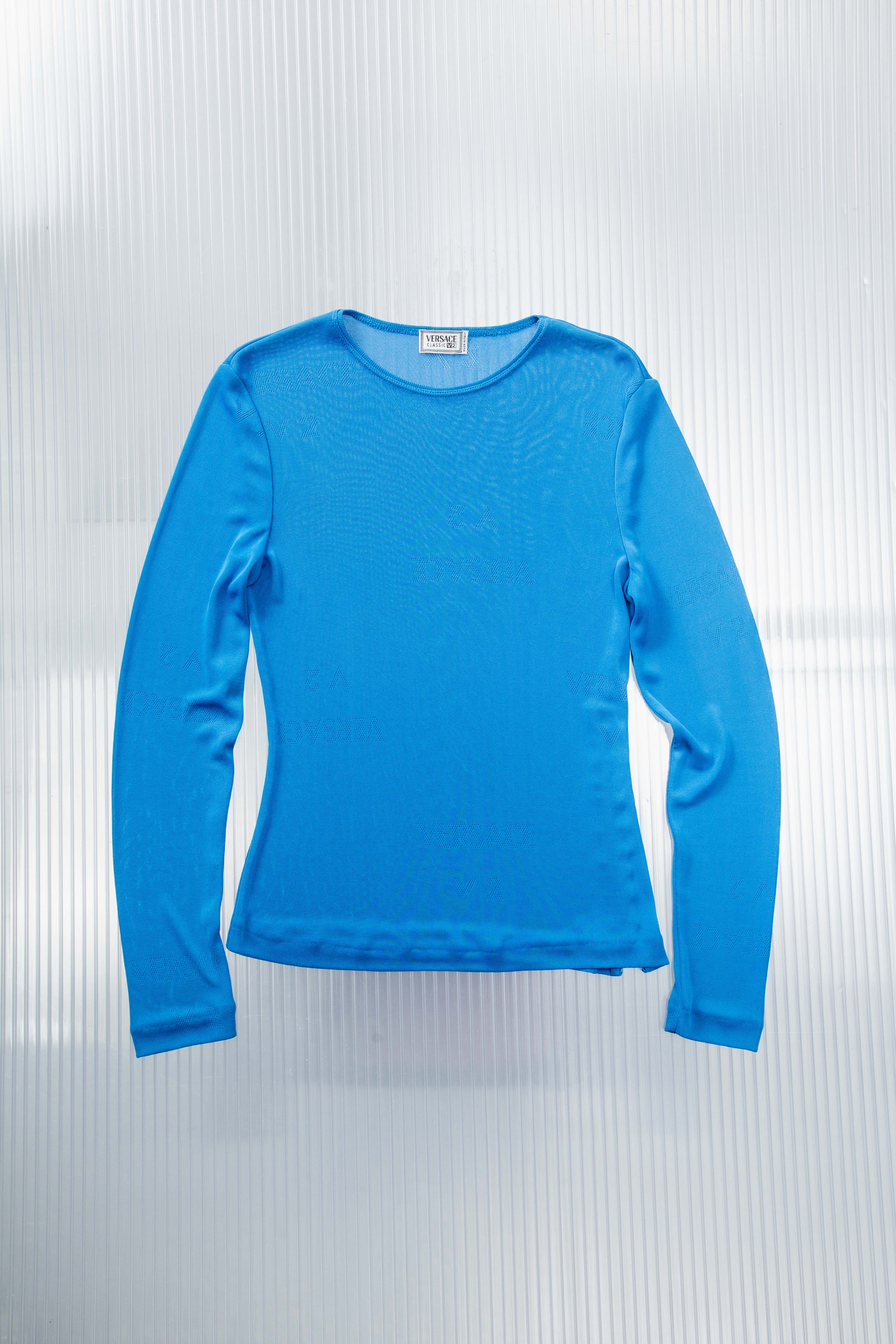 VERSACE BLUE LOGO CUT-OUT TOP