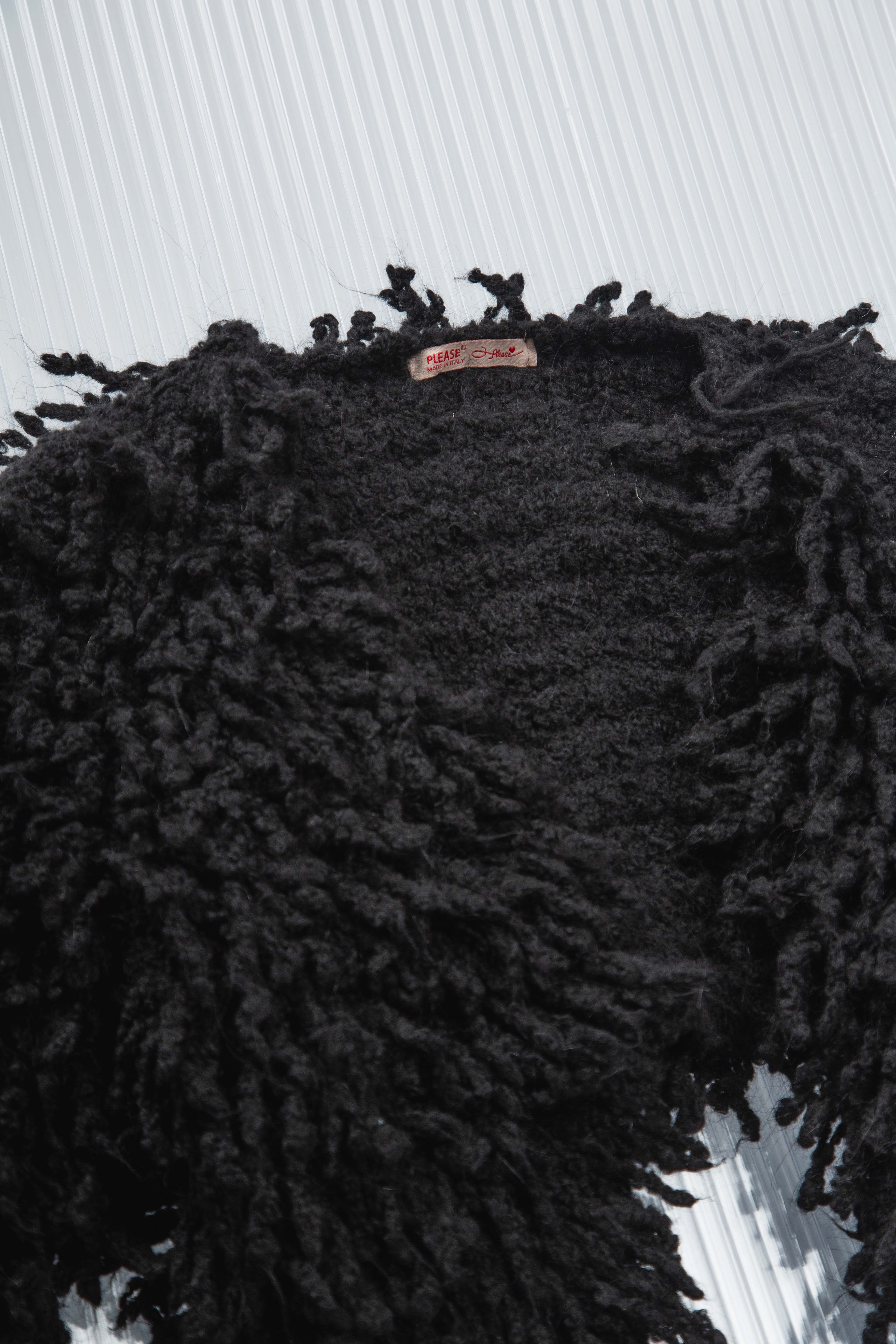 BLACK KNIT FUZZY BOLERO