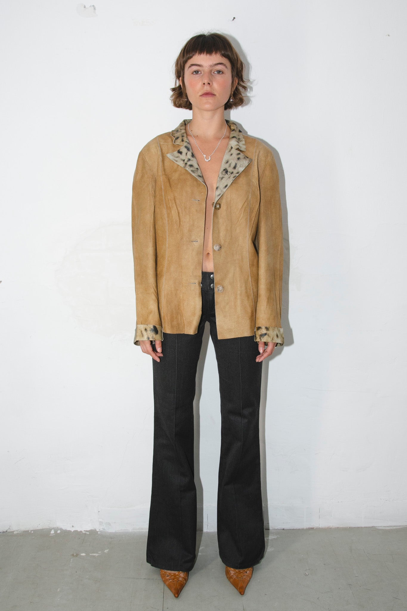 Tan\Leoprad Leather Jacket