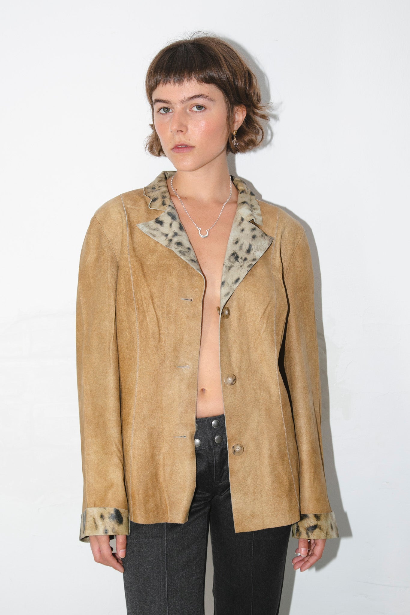 Tan\Leoprad Leather Jacket