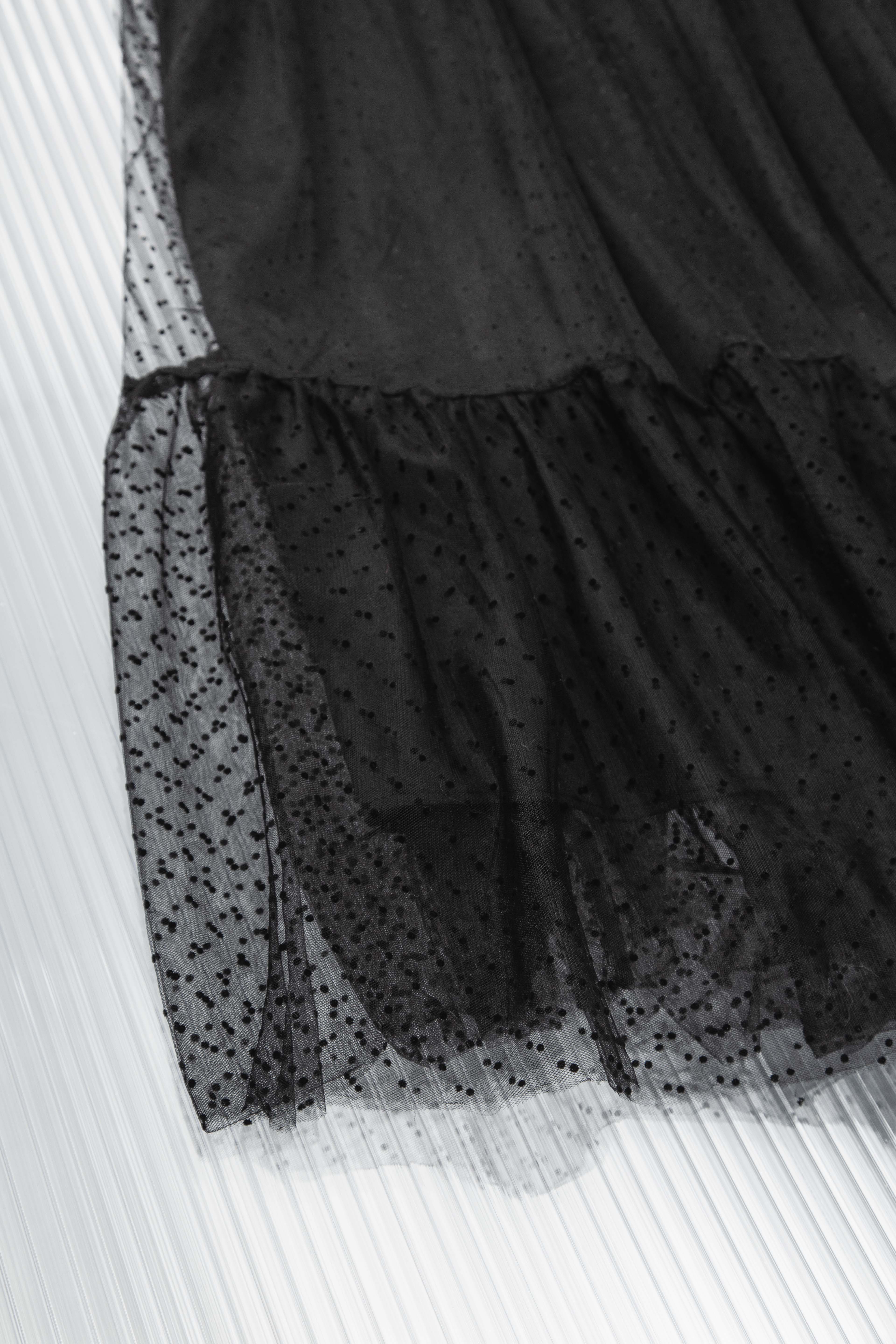 CHRISTIAN DIOR DOTS TULLE MESH MAXI SKIRT