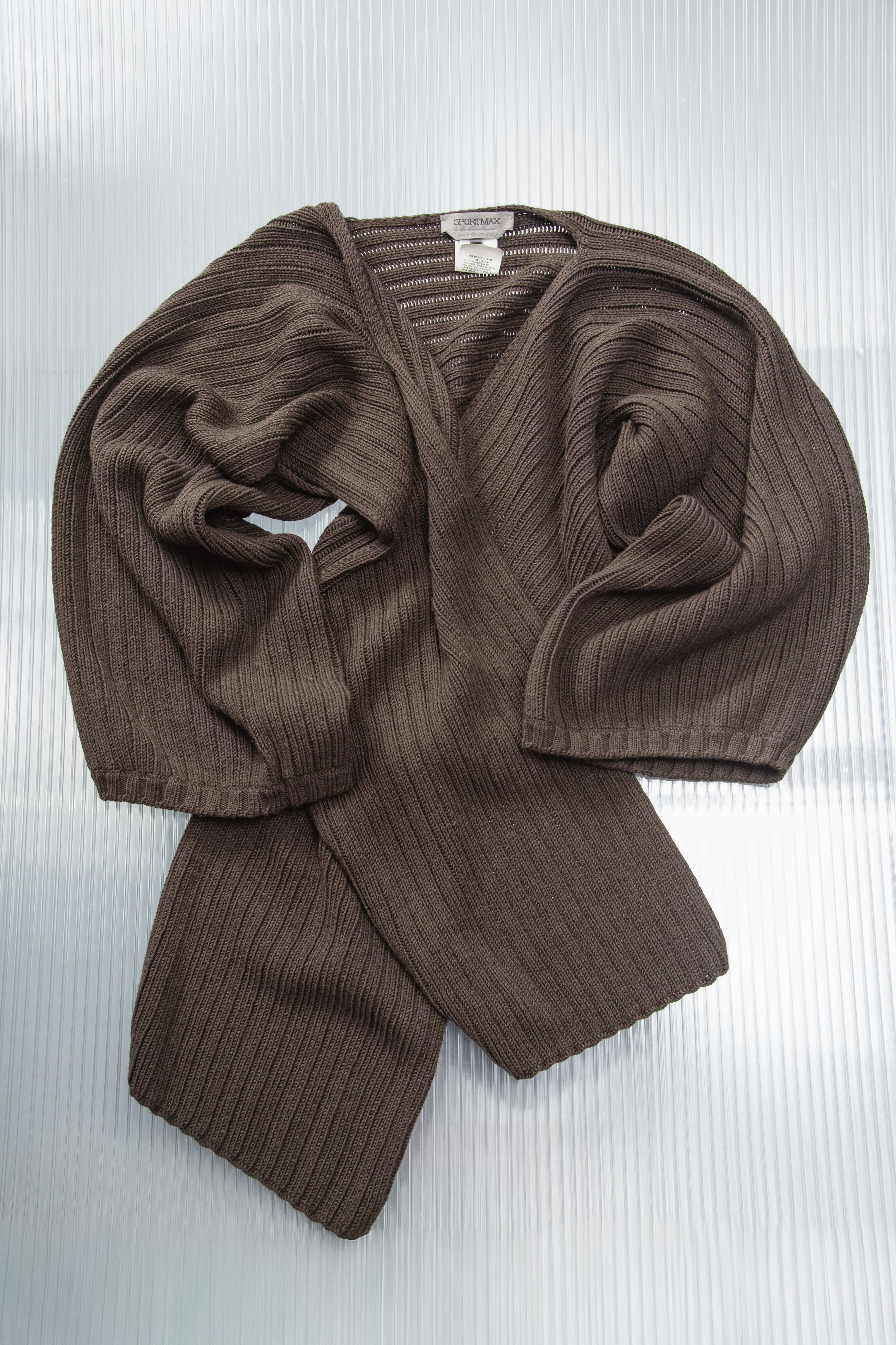 MAX MARA BROWN KNIT SCARF BOLERO