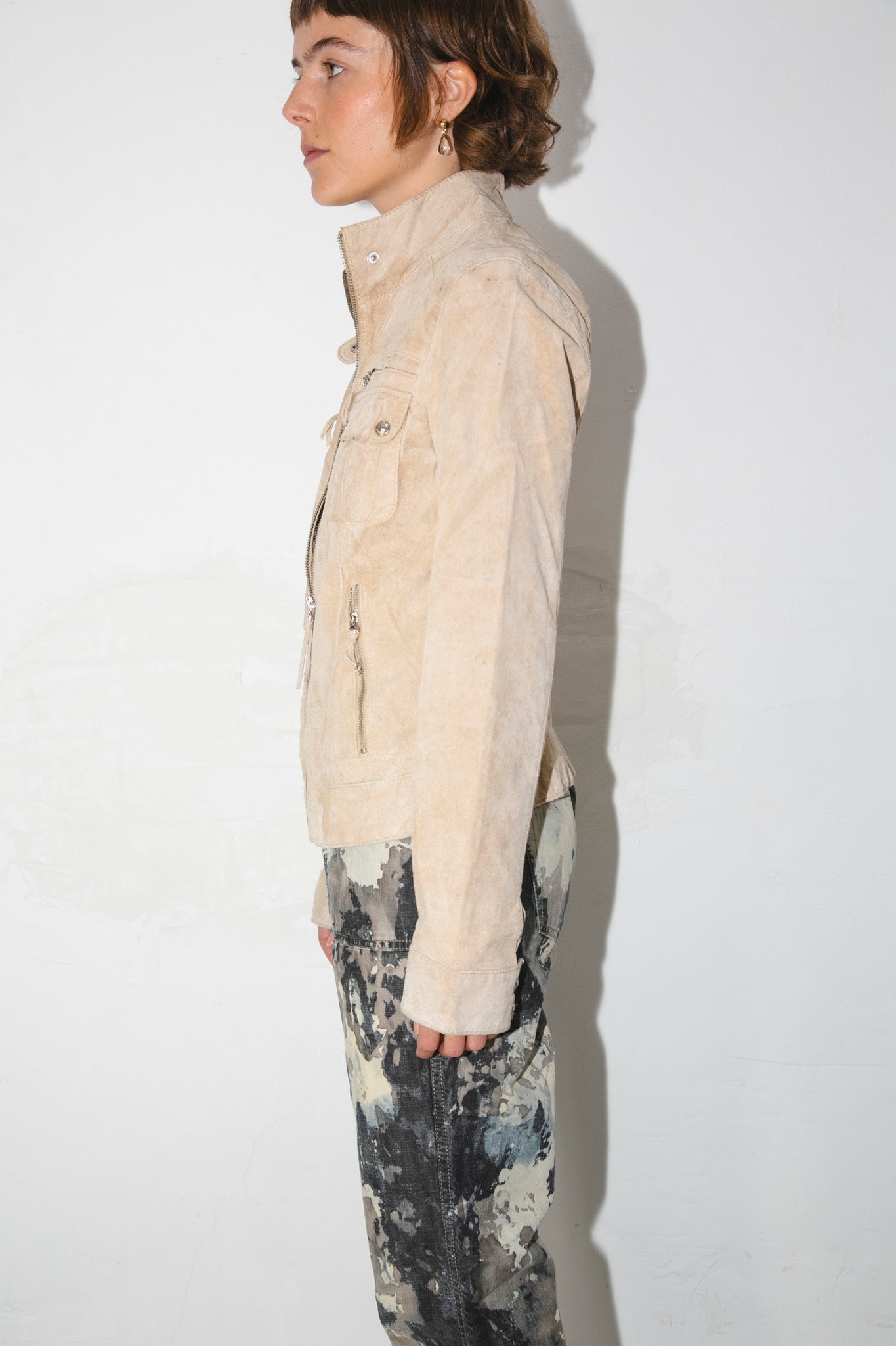 Ecru Moto Leather Jacket