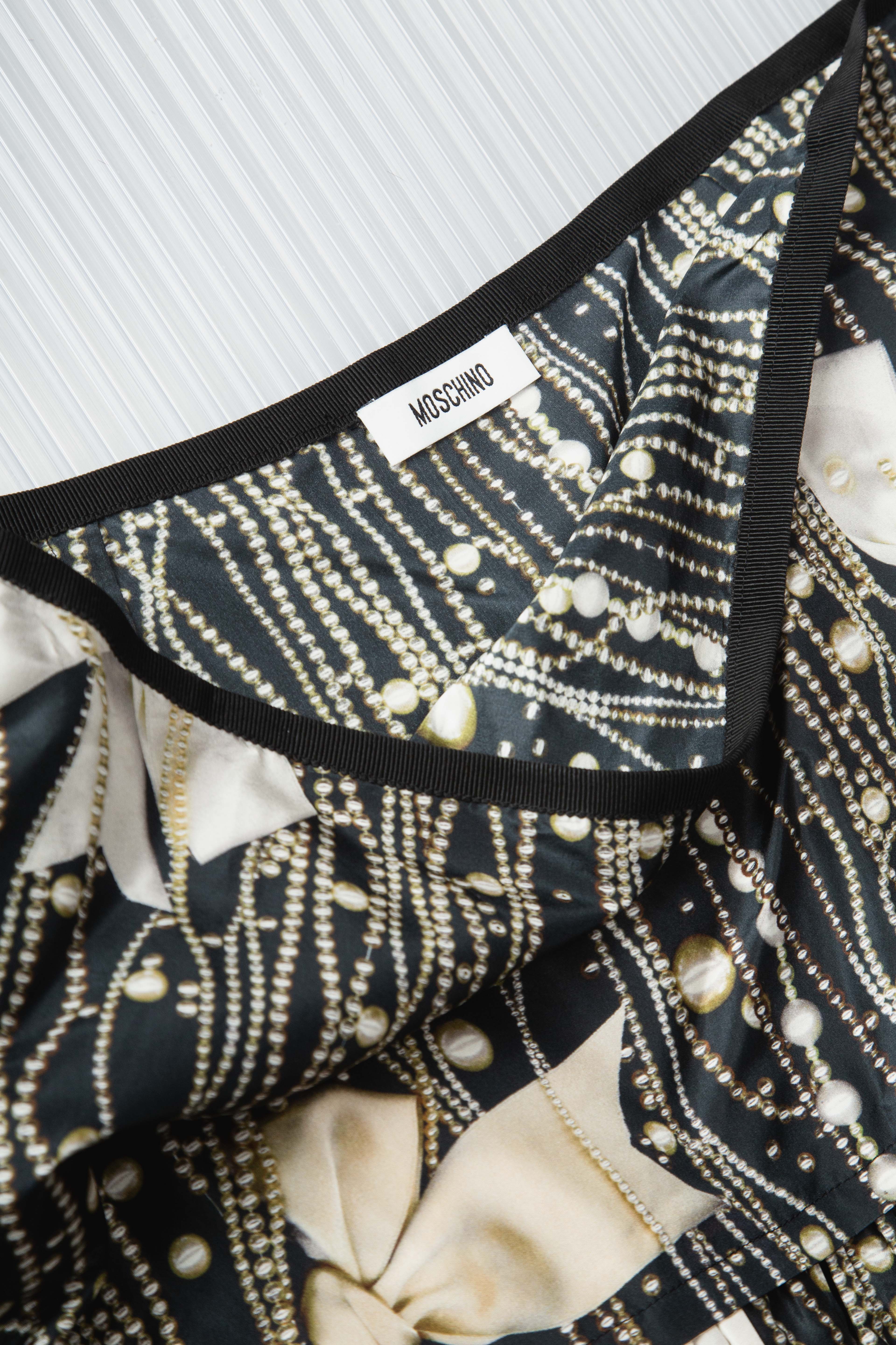 MOSCHINO SILKY BOWS & PEARLS MIDI SKIRT