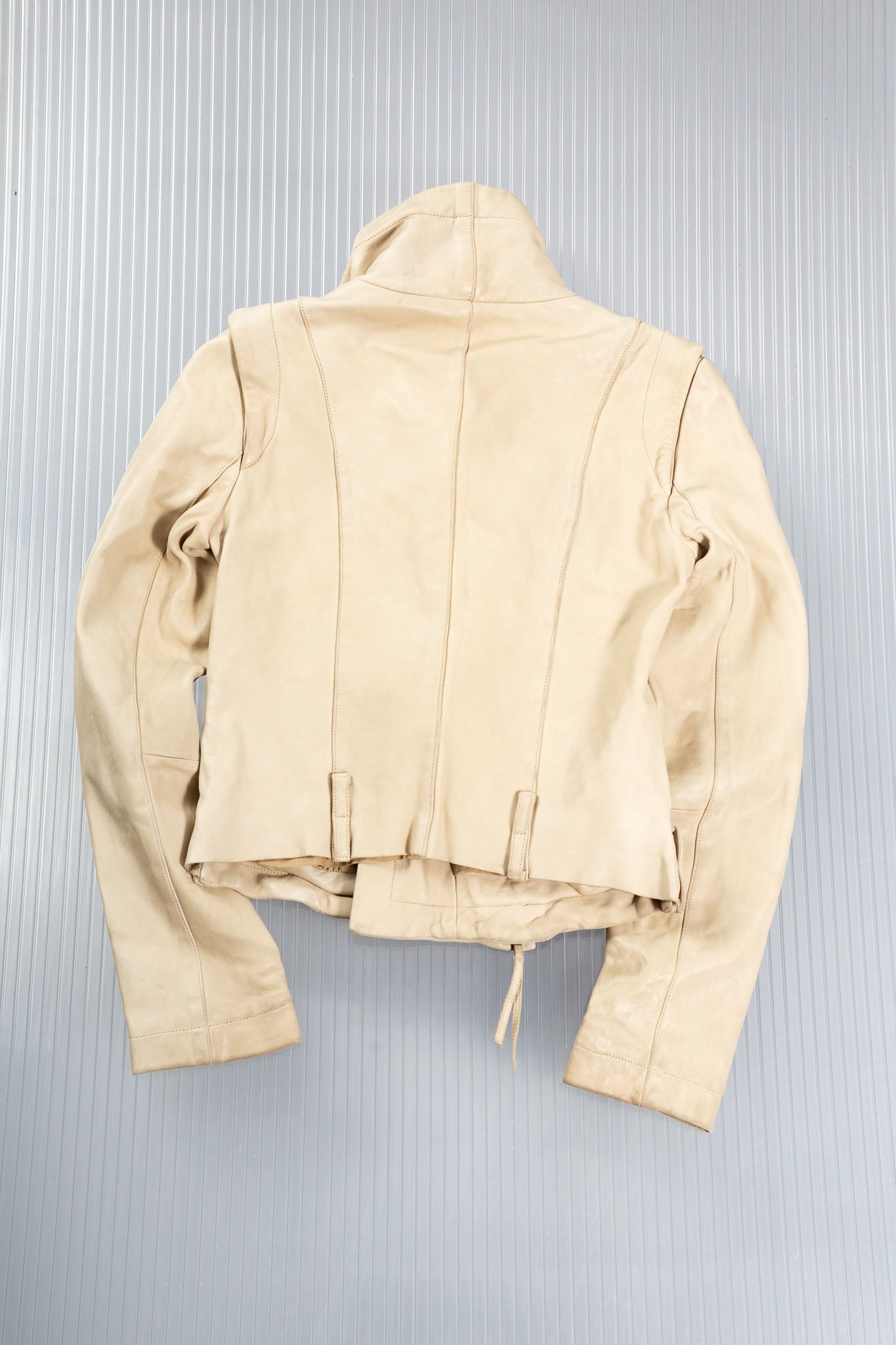 ASYMMETRIC LEATHER WASHED JACKET