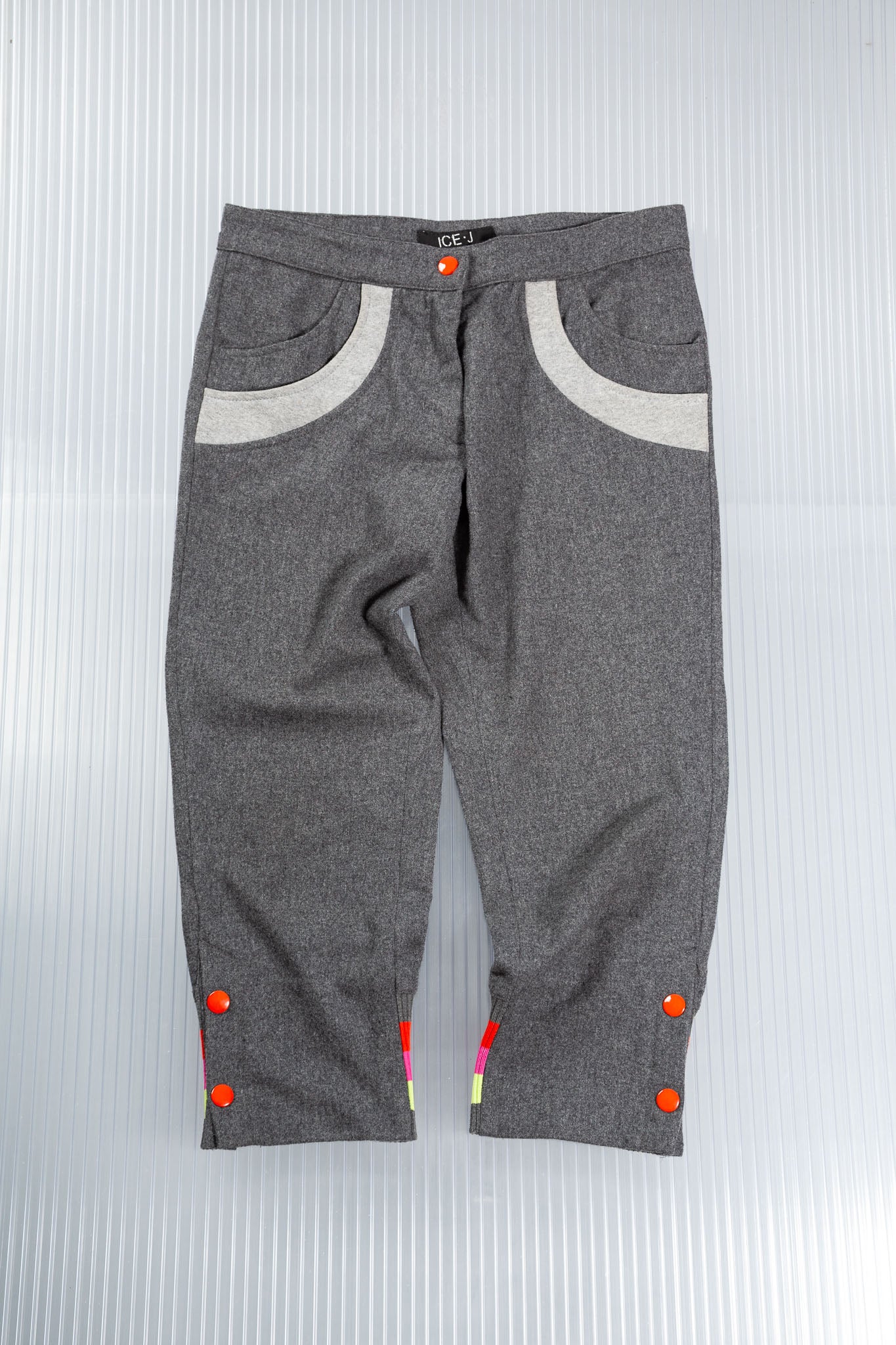 ICEBERG GREY WOOL STRIPED CAPRIS