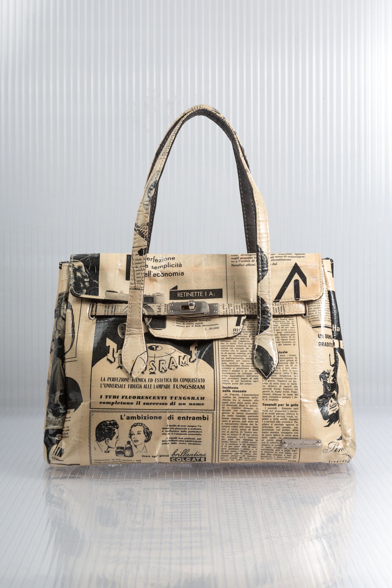 NEWSPAPER FIRKIN HANDBAG