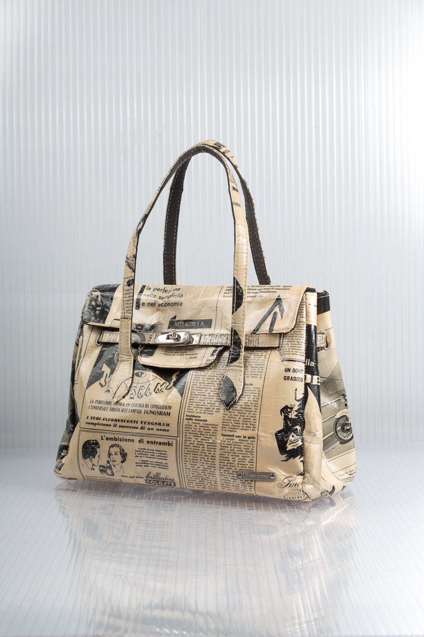 NEWSPAPER FIRKIN HANDBAG