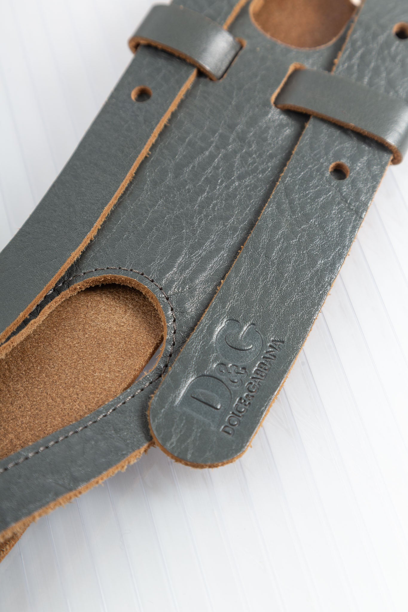 DOLCE & GBBANA DOUBLE BUCKLE LEATHER BELT