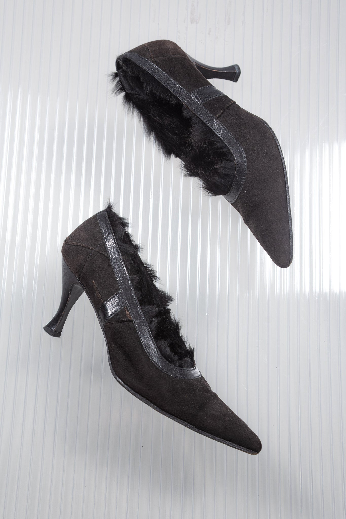 JPG FUR TRIM POINTY HEELS