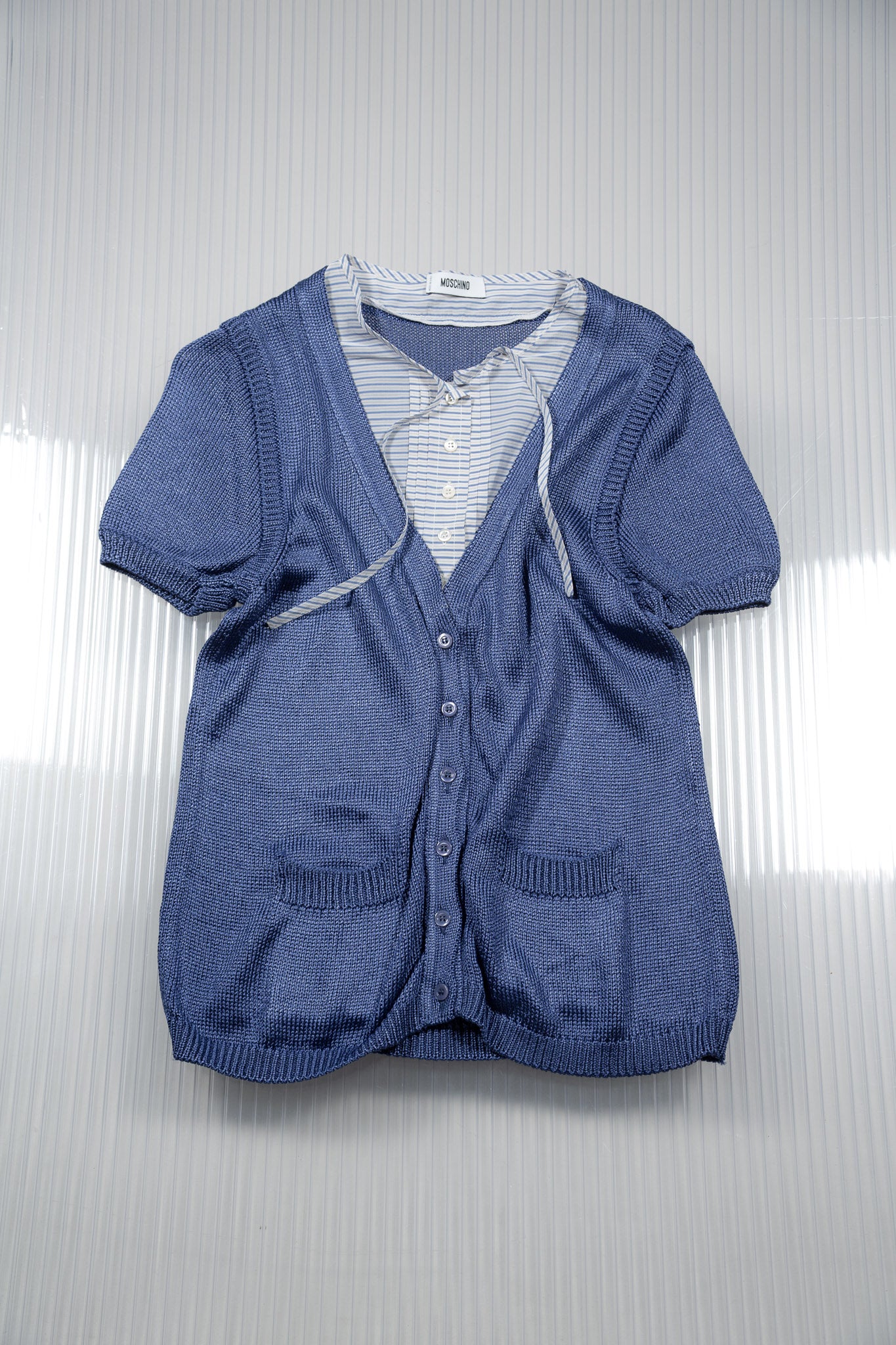 MOSCHINO SILK PATCH POCKETS KNIT TOP