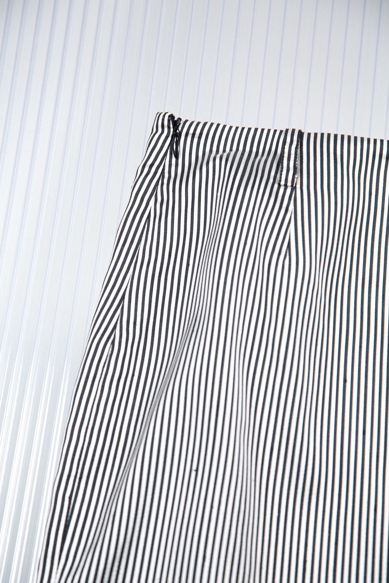 STRIPED SILK MIDI SKIRT