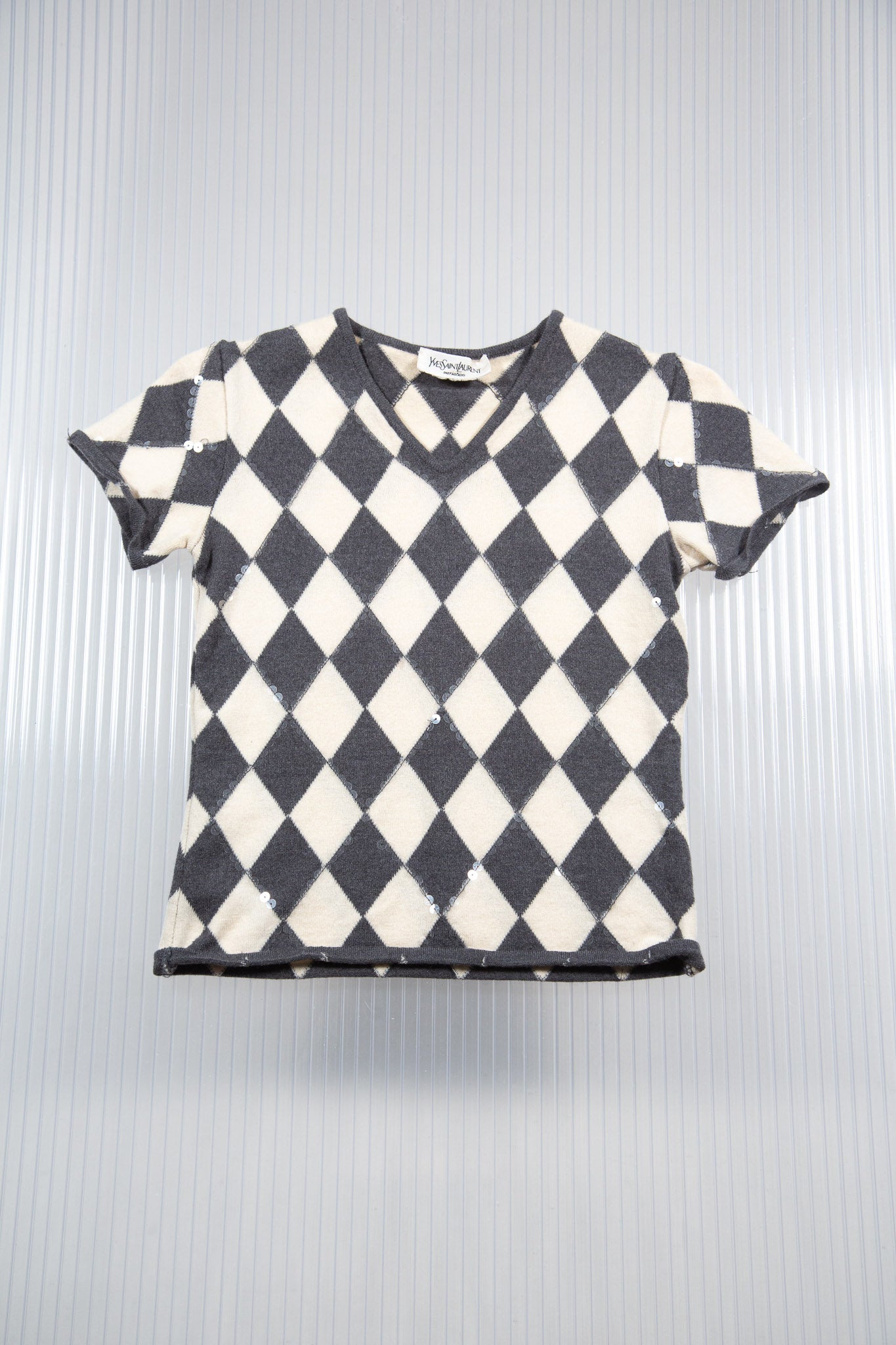 YSL ARGYLE SEQUINES KNIT TOP