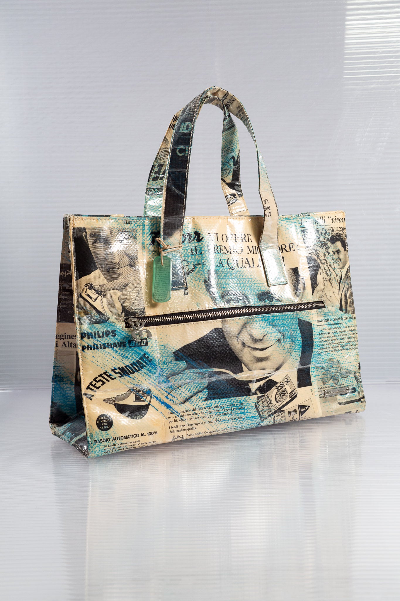 NEWSPAPER BLUE TOTEBAG