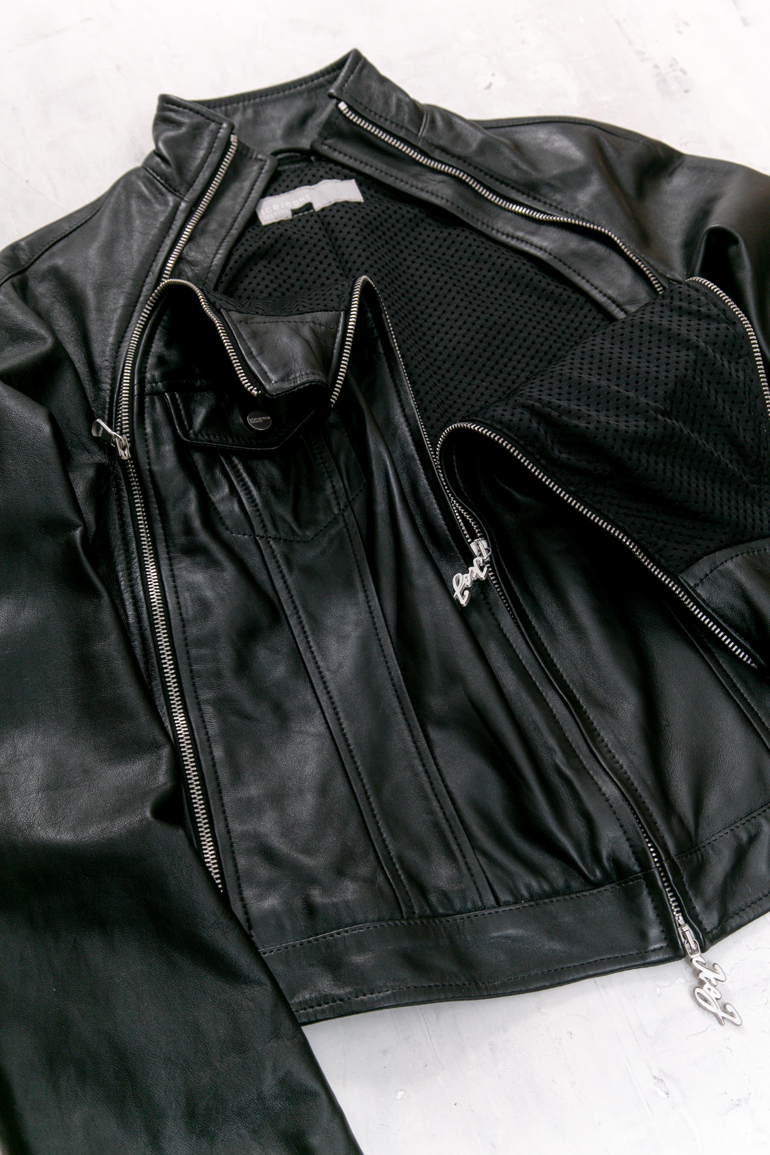 TRIPLE ZIPPERS LEATHER JACKET