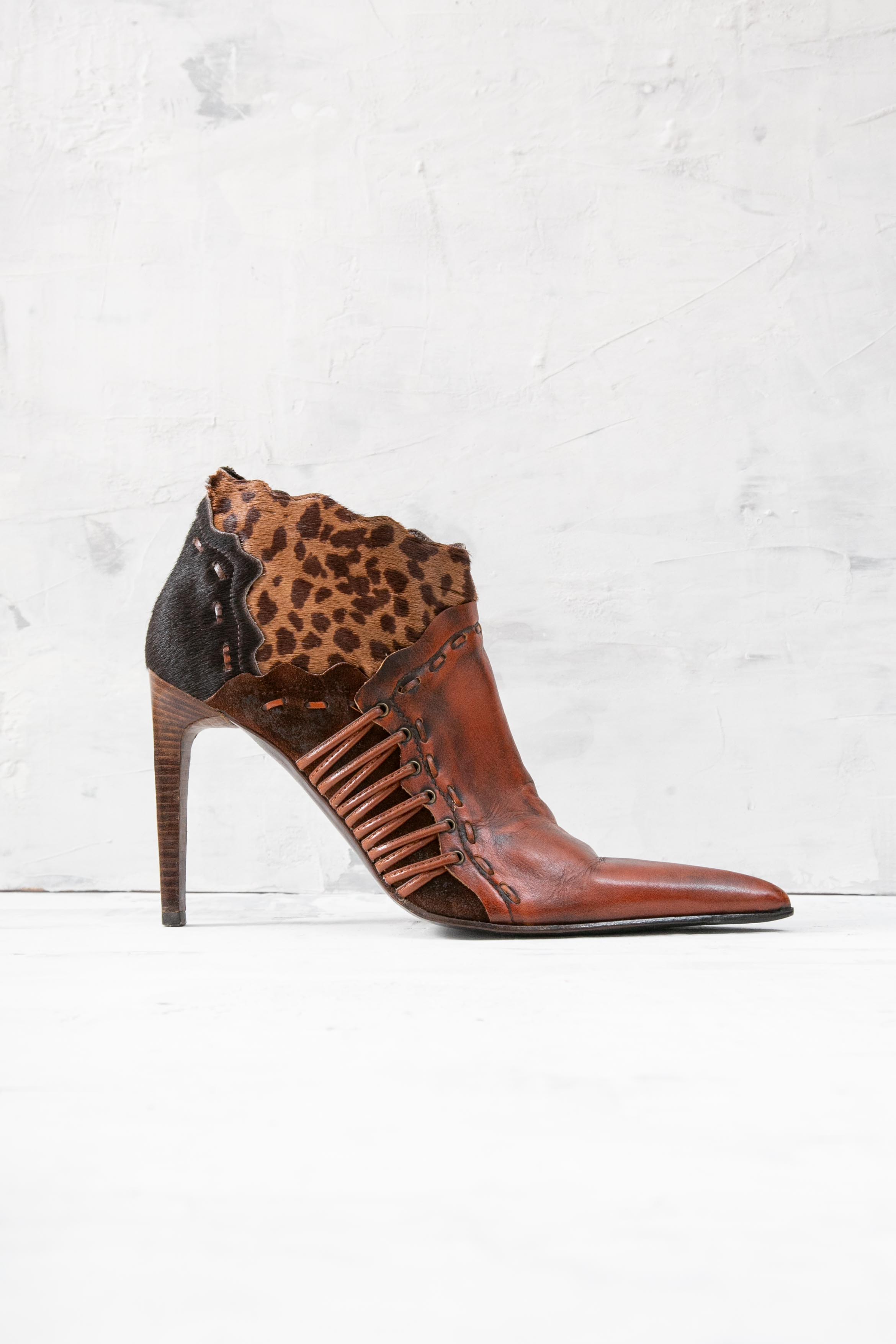 FUR PATCHES POINTY BOOTS