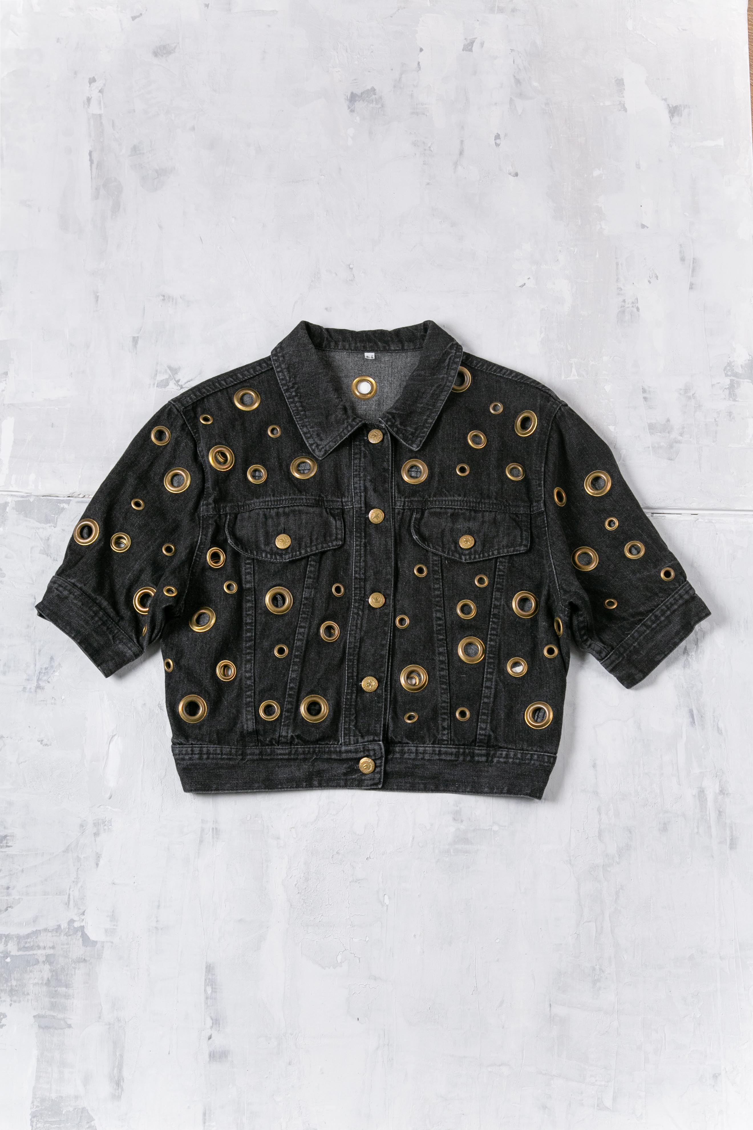 BIKER DENIM CROP JACKET