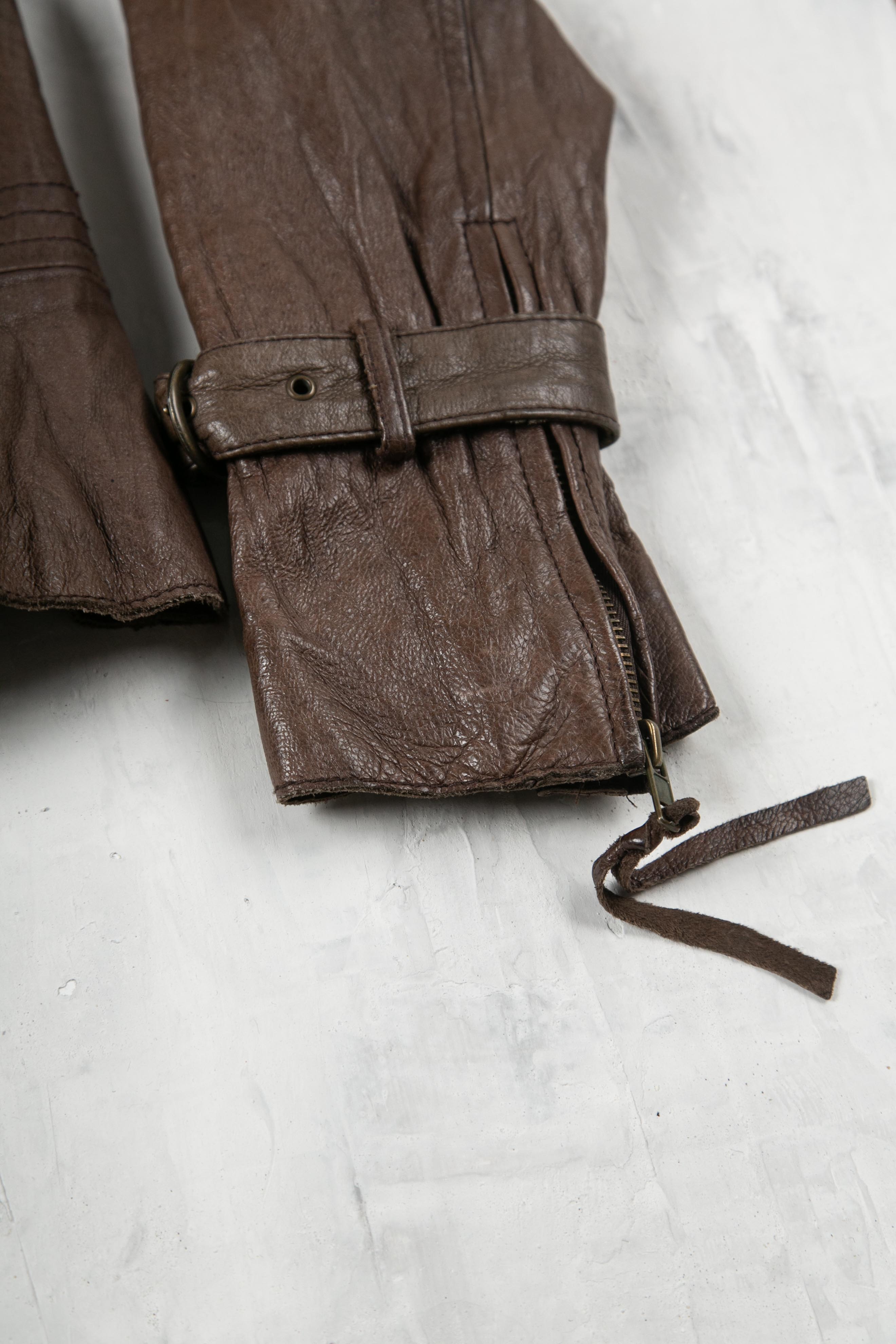 BROWN TEXTURED LEATHER JACKET