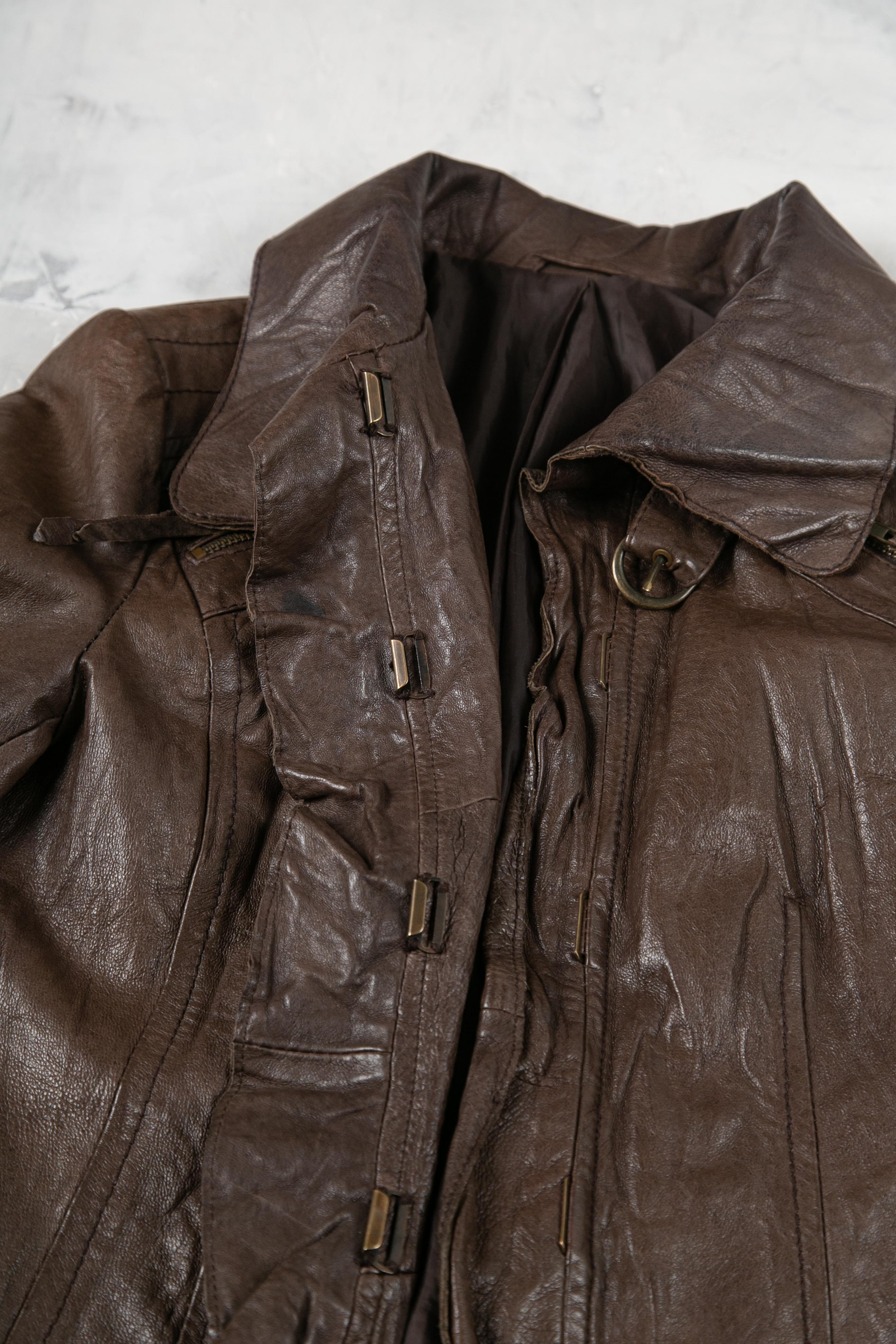 BROWN TEXTURED LEATHER JACKET