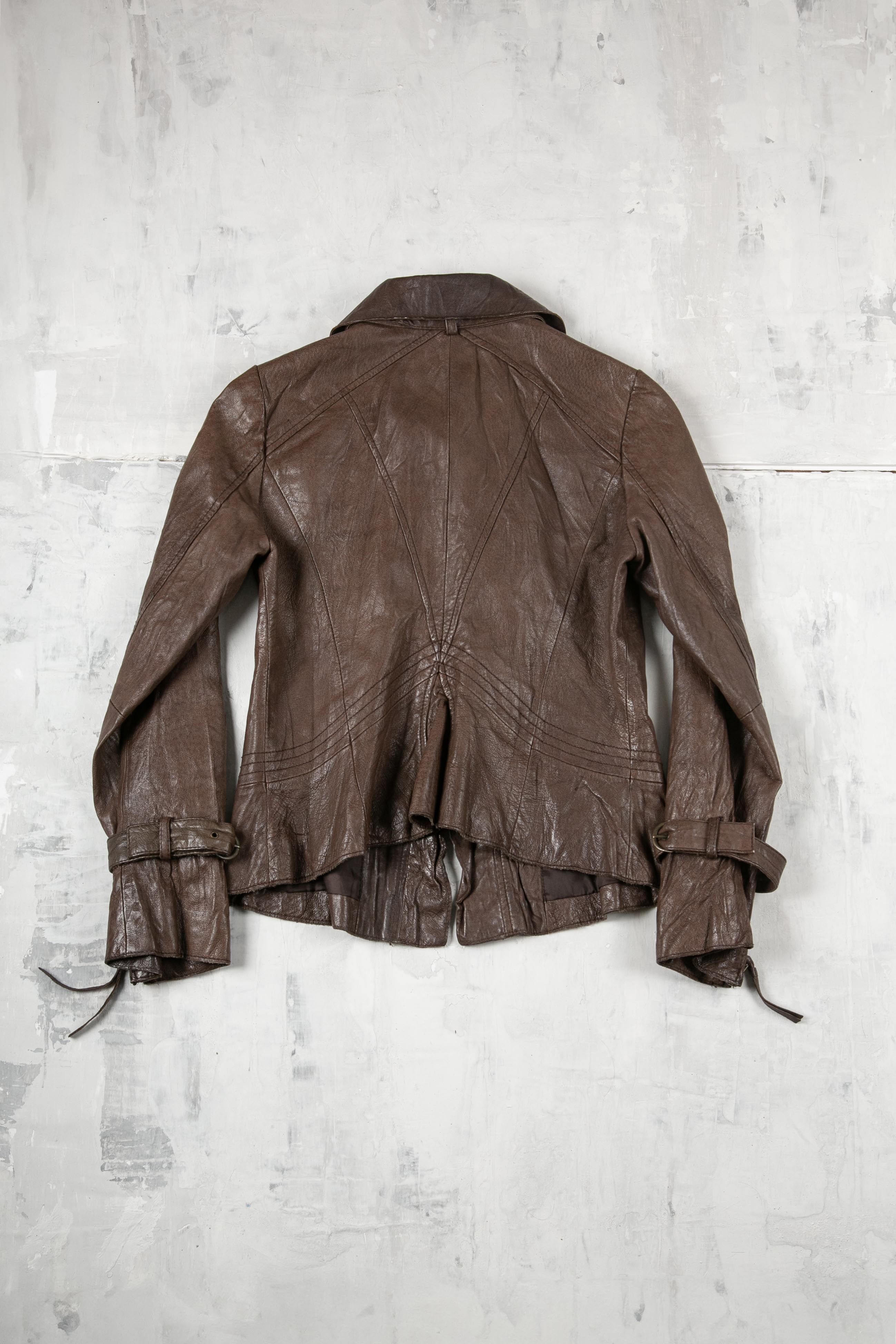 BROWN TEXTURED LEATHER JACKET