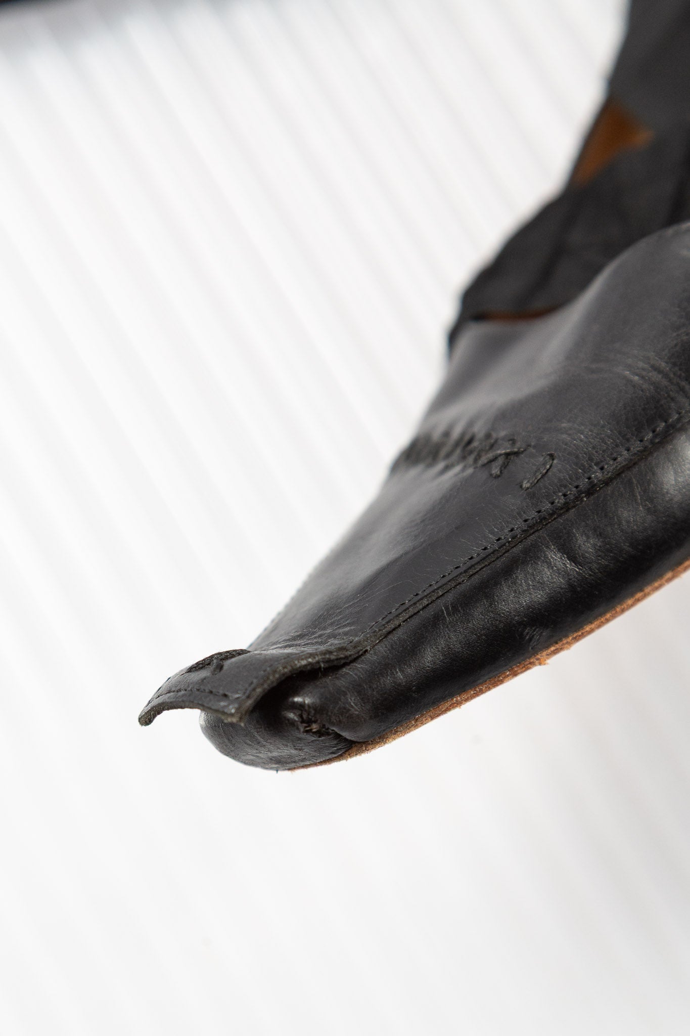 MF+G PLEATED LACED LEATHER POINTY HEELS