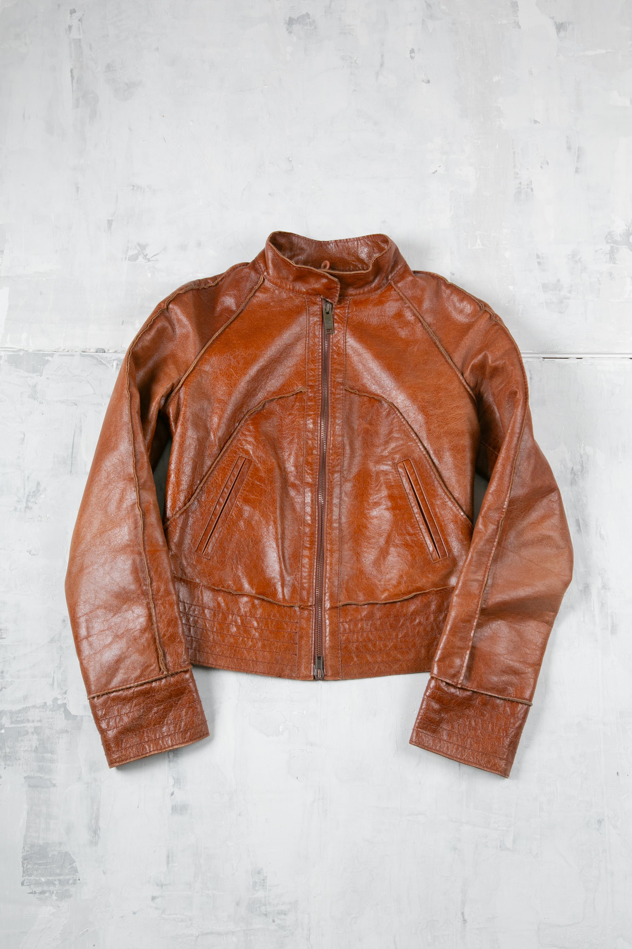 FUR NECKLINE LEATHER JACKET