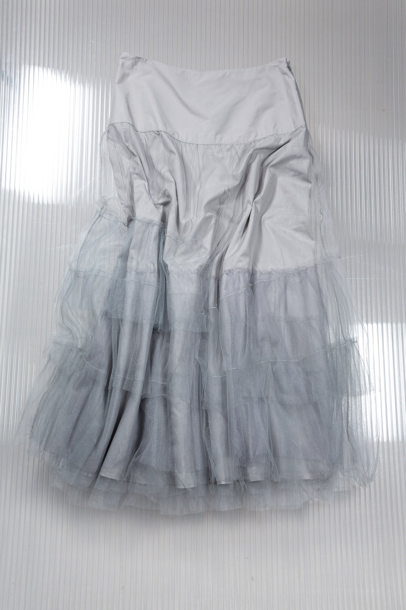 GREY LAYERED MESH TUTU MAXI SKIRT