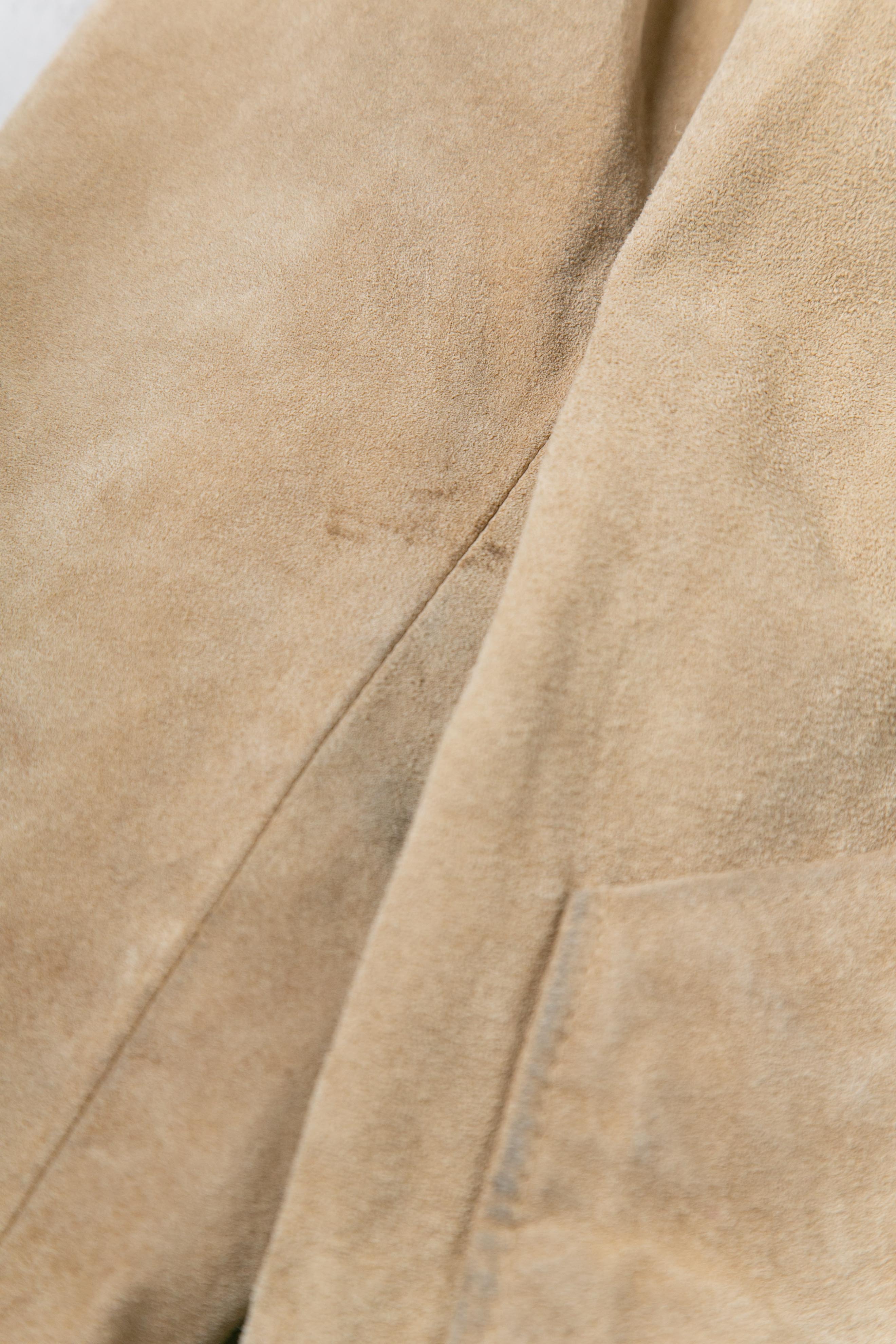 BEIGE HOODIE SUEDE JEACKET