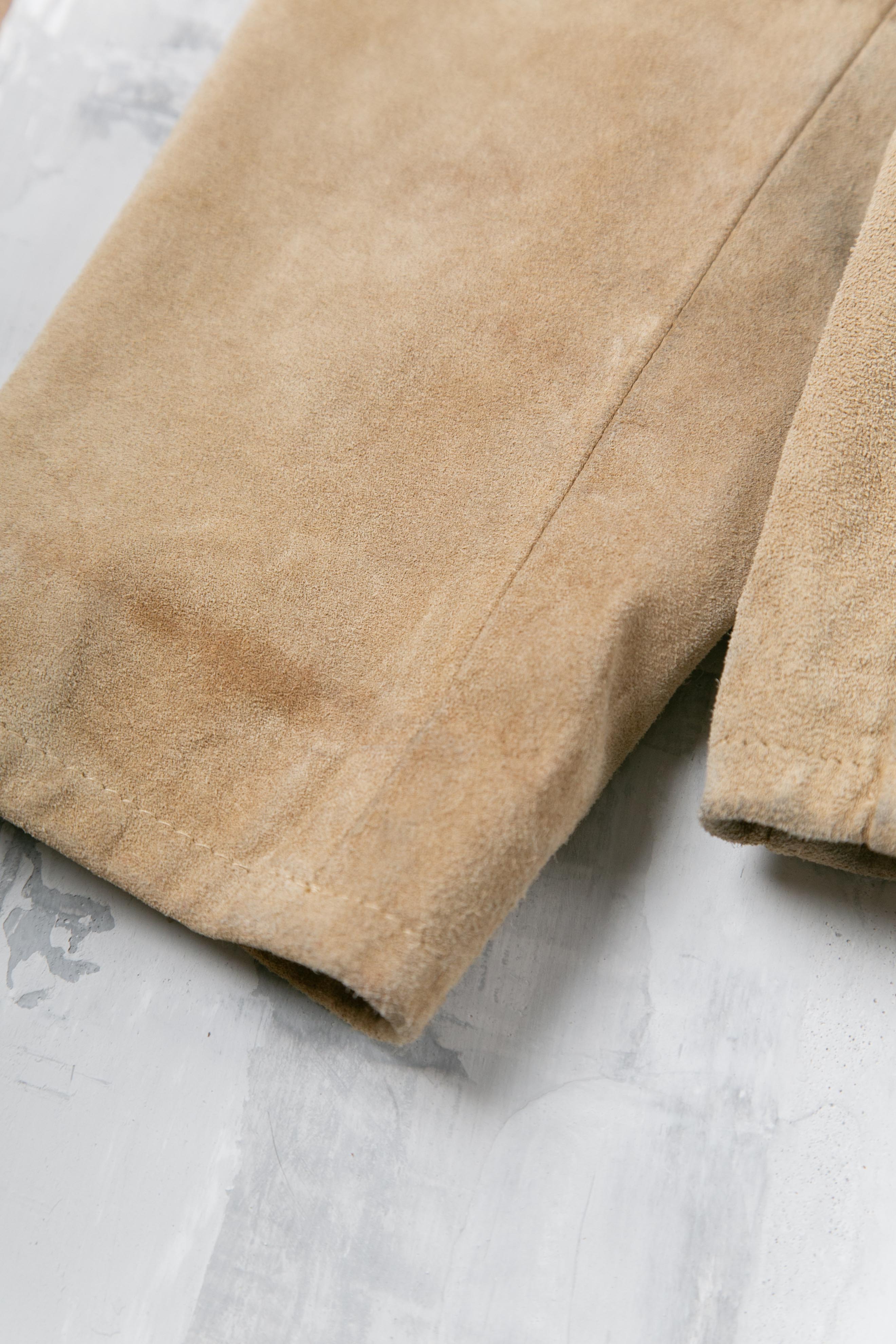 BEIGE HOODIE SUEDE JEACKET