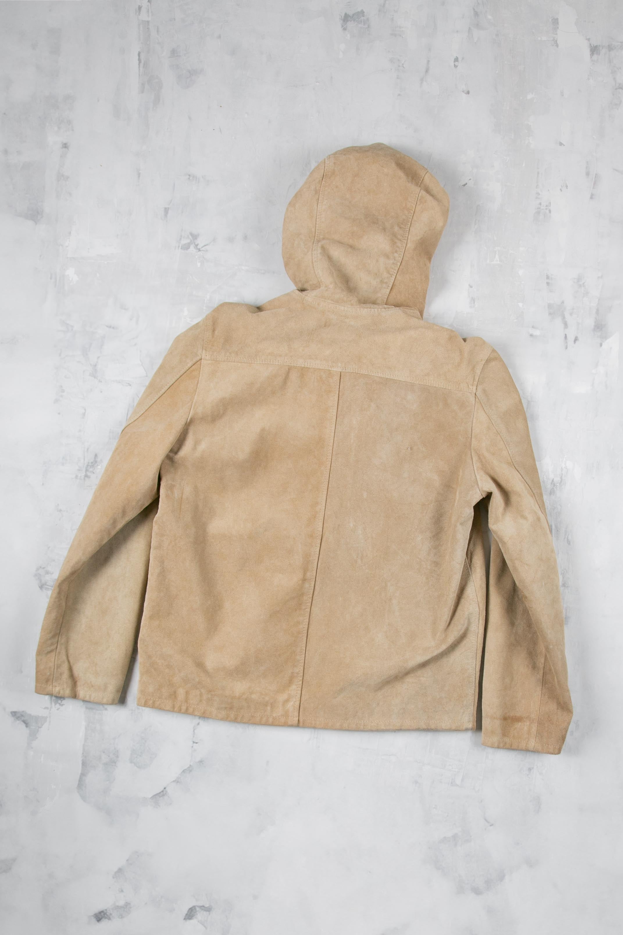 BEIGE HOODIE SUEDE JEACKET
