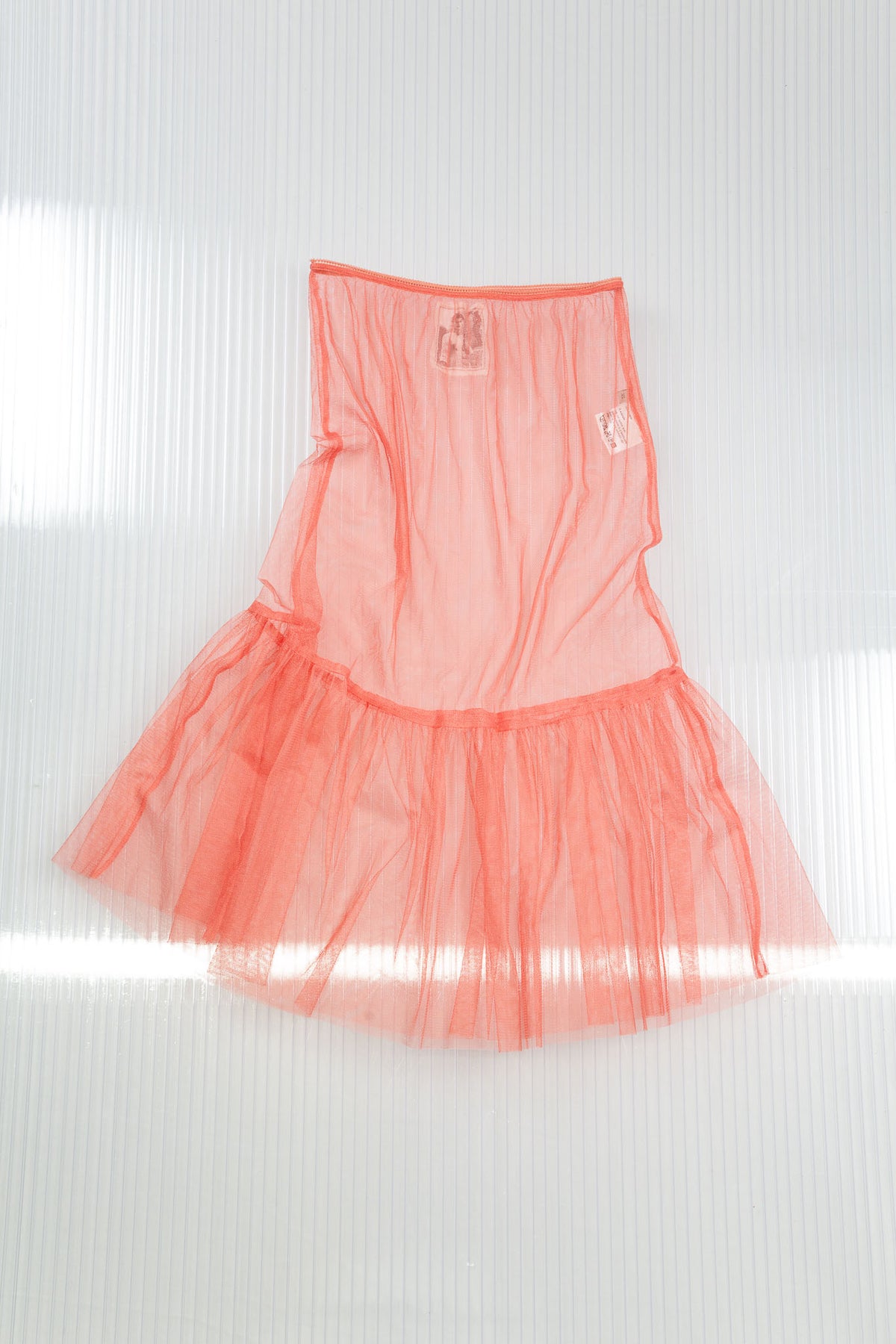 CORAL SHEER MESH DROP WAIST SKIRT