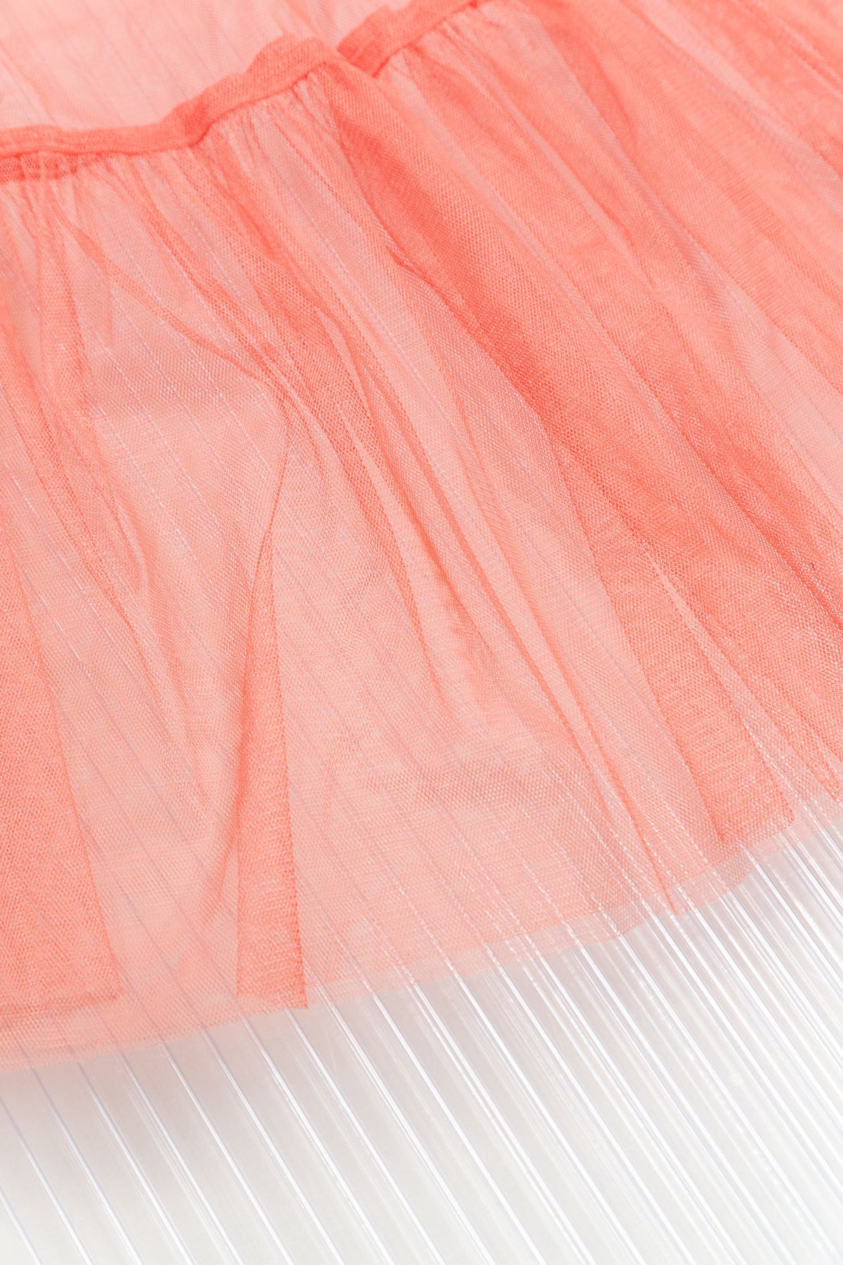 CORAL SHEER MESH DROP WAIST SKIRT