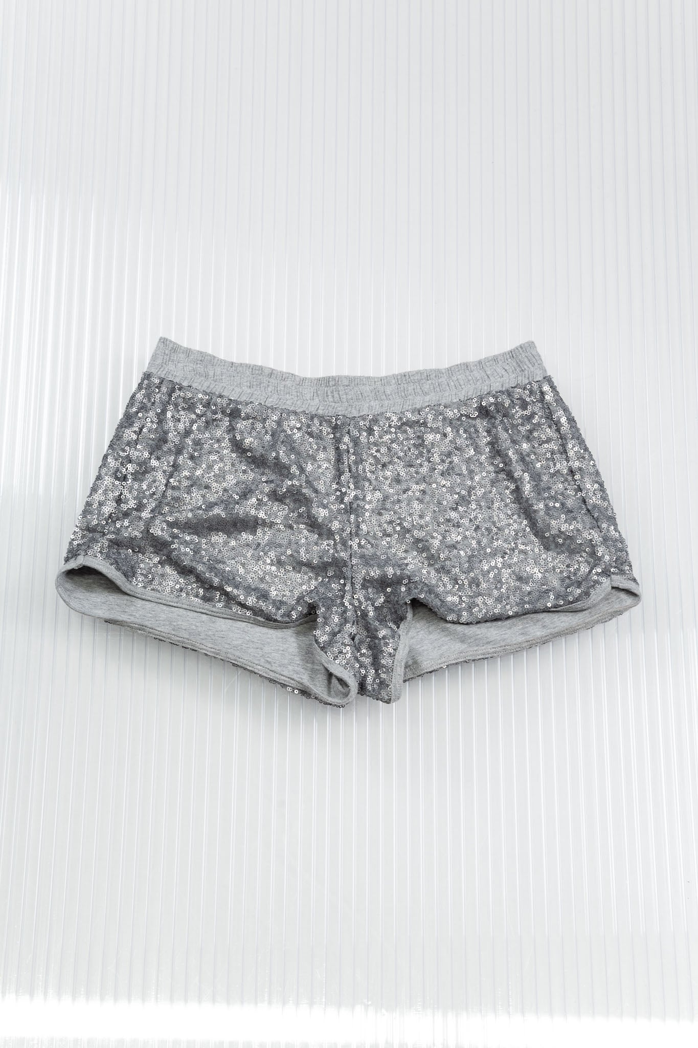 SEQUINED SILVER SHORTS