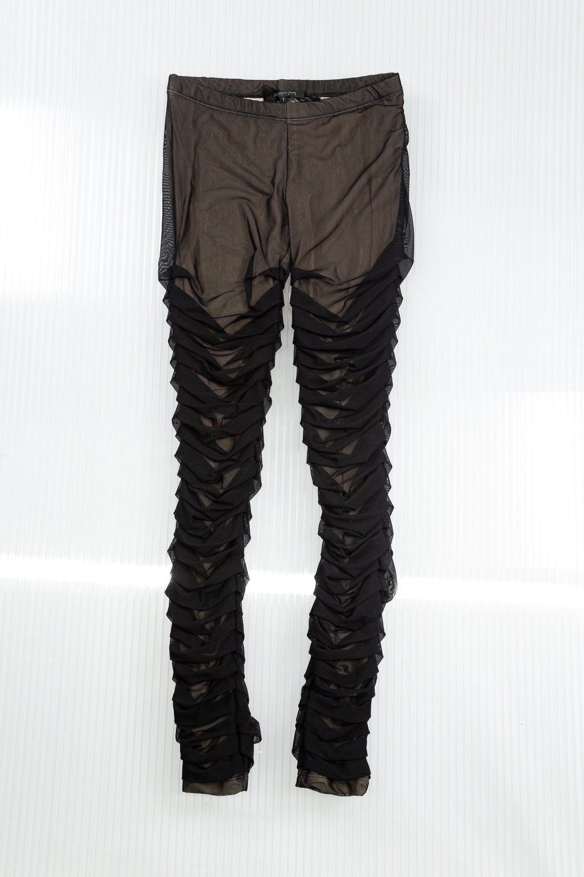 BLACK SHEER RUFFLED LEGGINGS